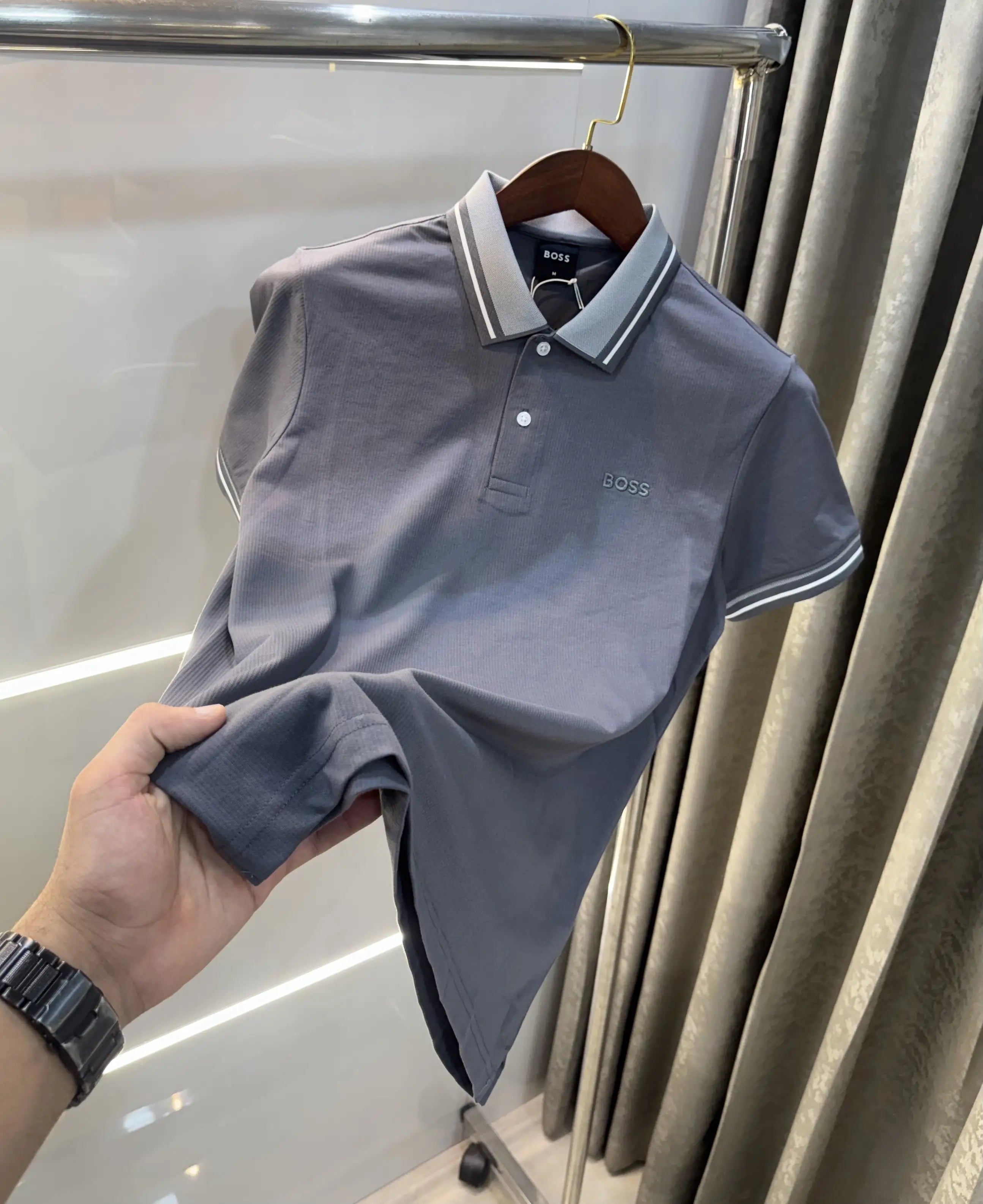 Hugo Boss Grey Embroidery Logo Premium Polo T-shirt Main image
