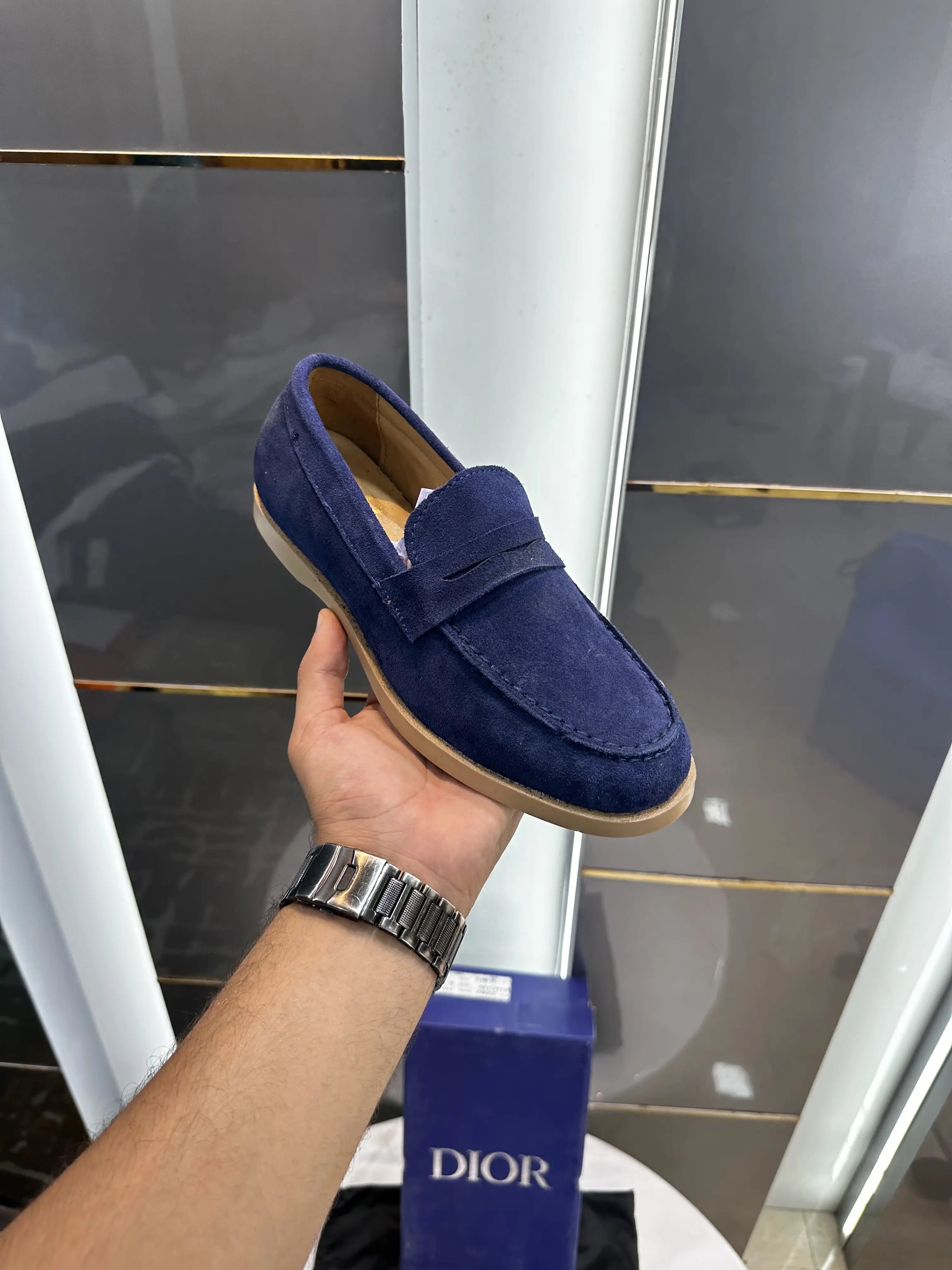 Dior_Blue Premium Suede Leather Formal Loafer Secondary image