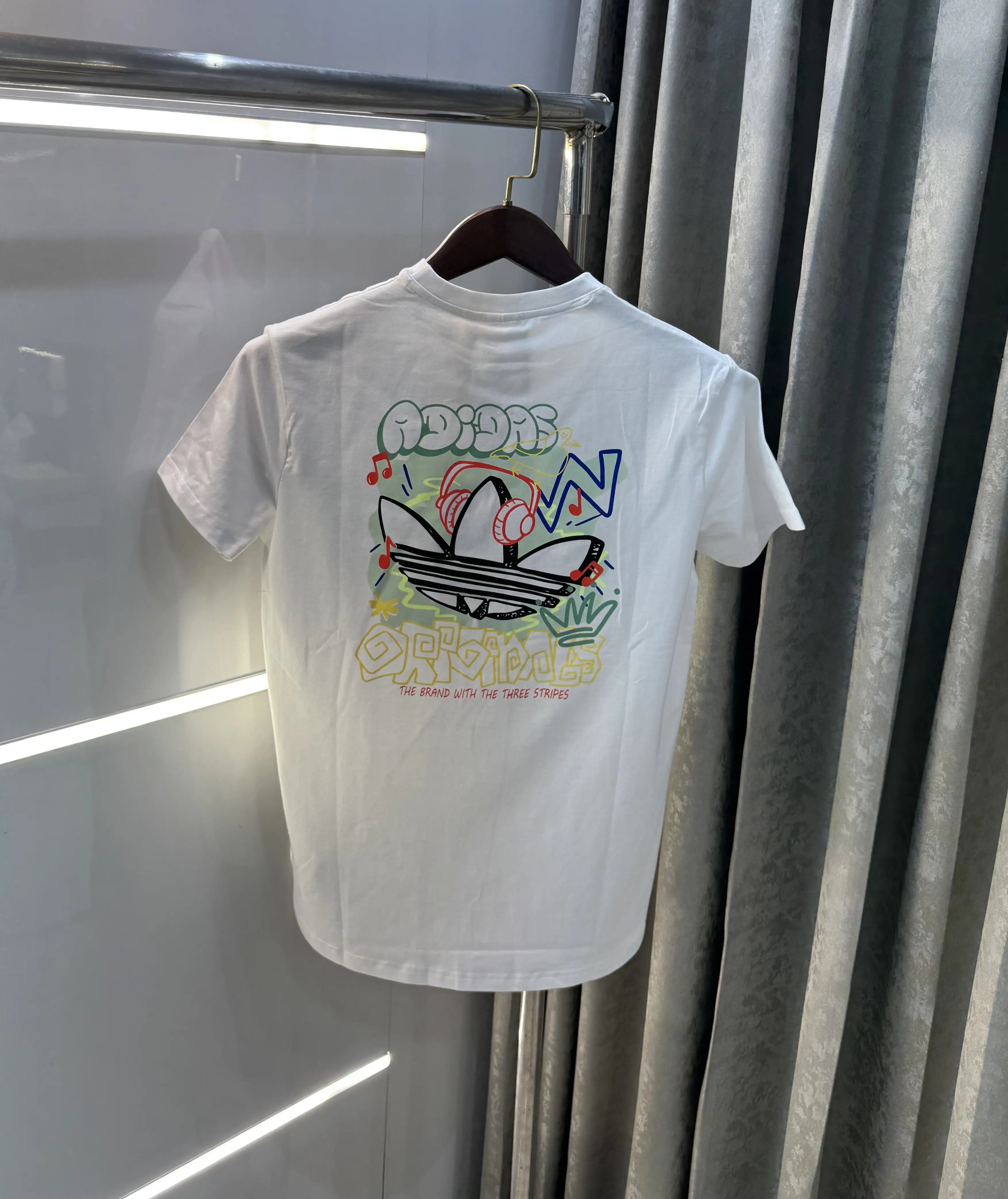 Adidas White Printed Premium Classic T-Shirt