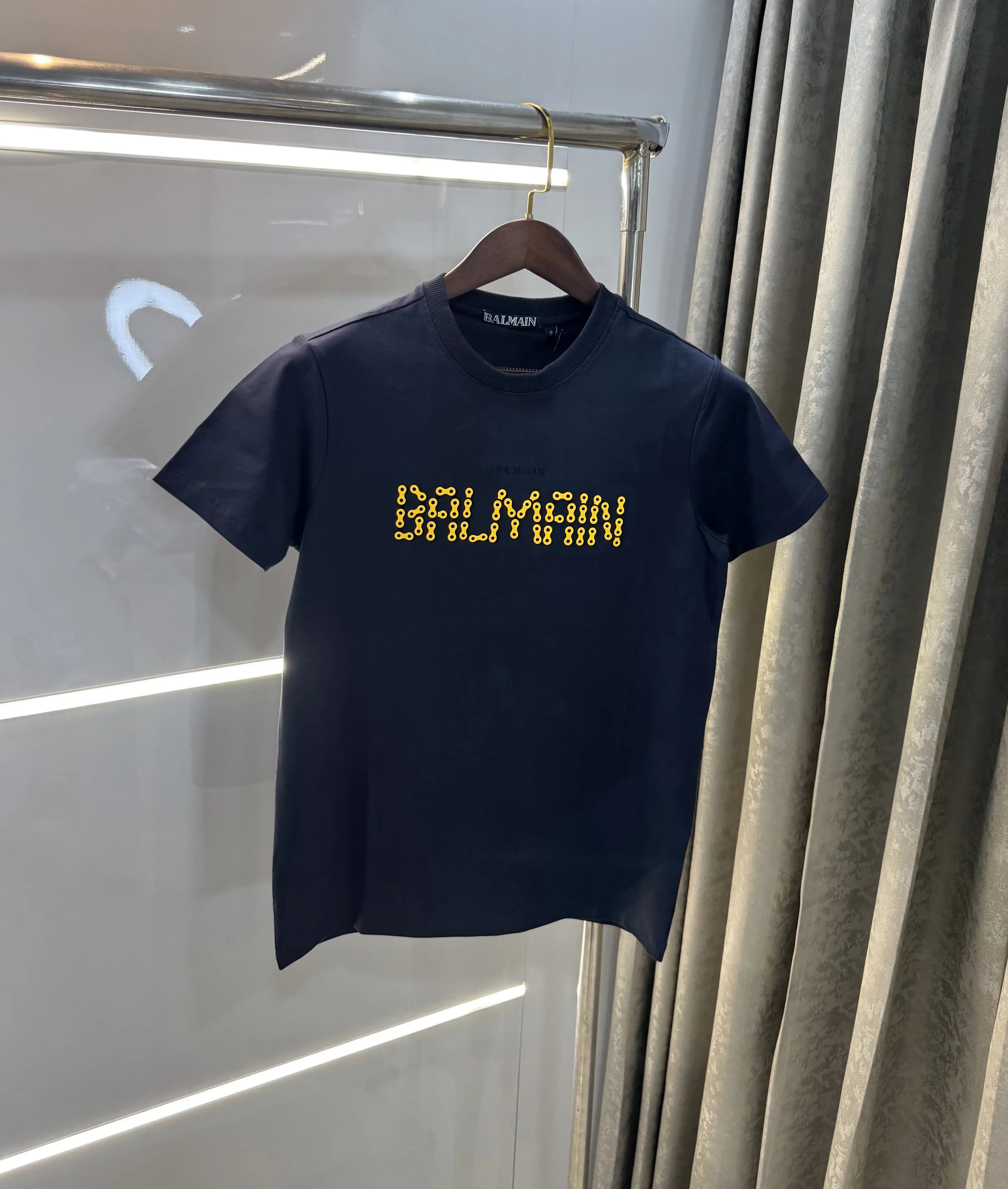 Balmain Paris Navy Blue  Logo Work Premium T-Shirt Main image