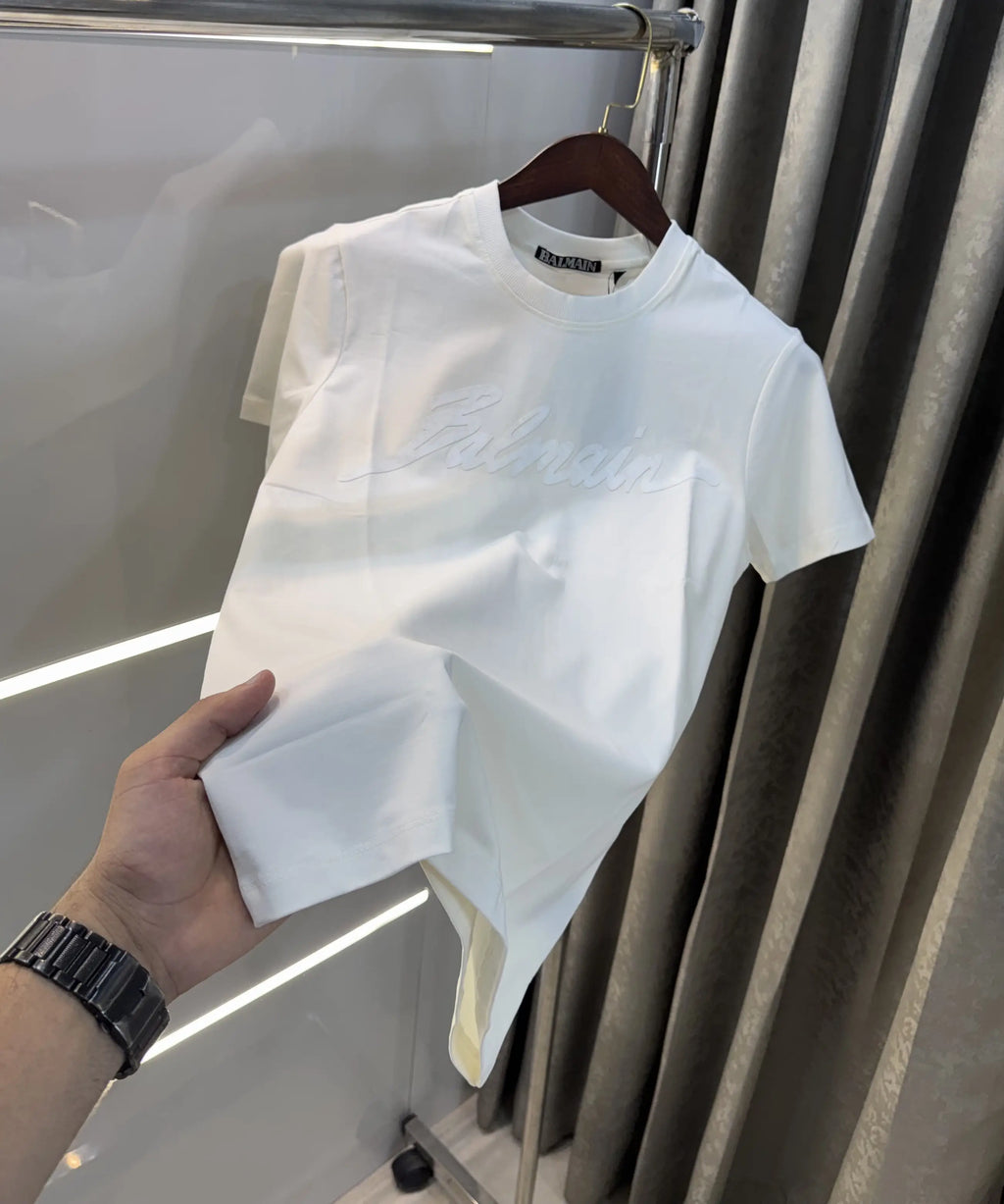 Balmain Paris White Logo Work Premium T-Shirt