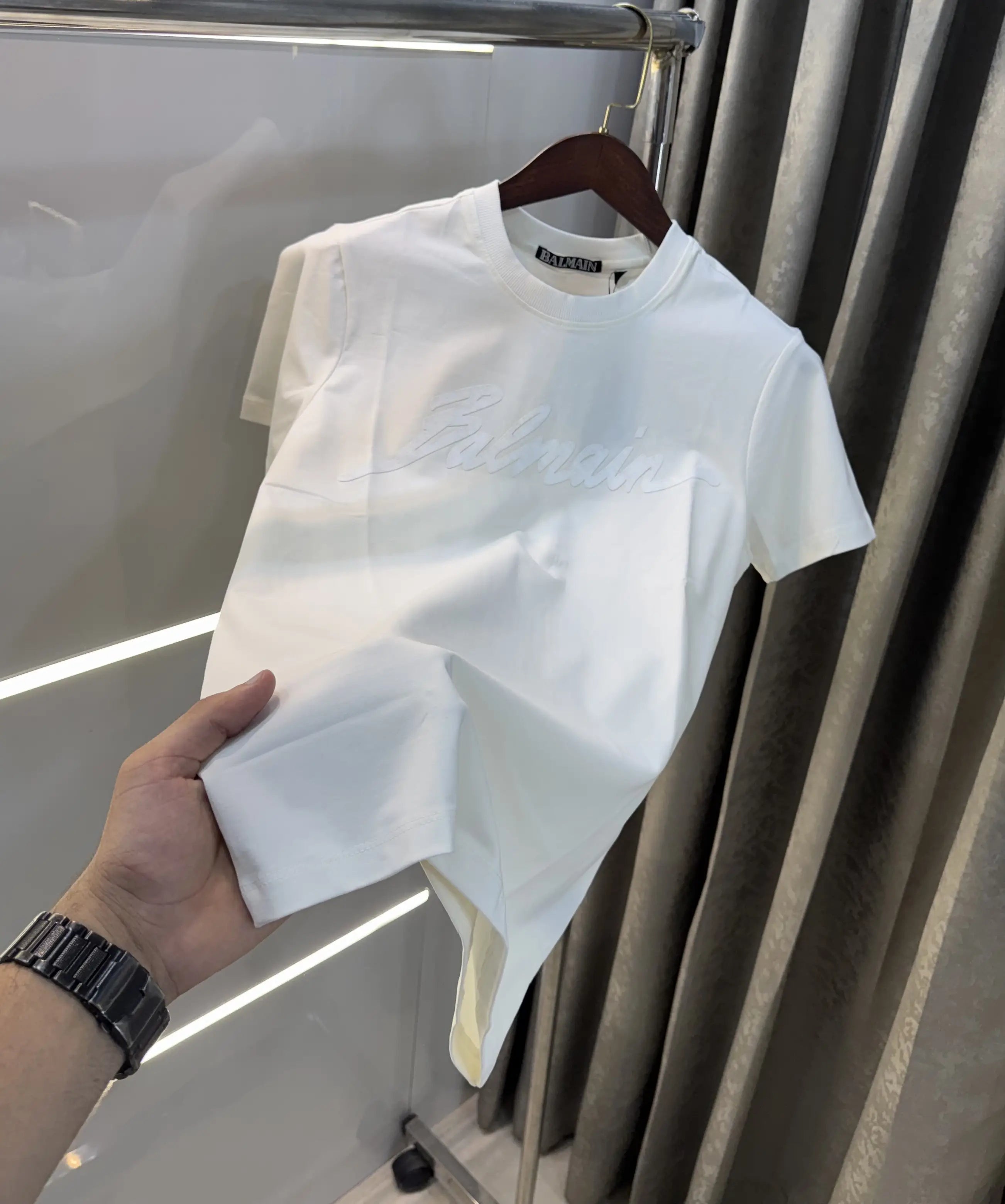 Balmain Paris White Logo Work Premium T-Shirt Main image