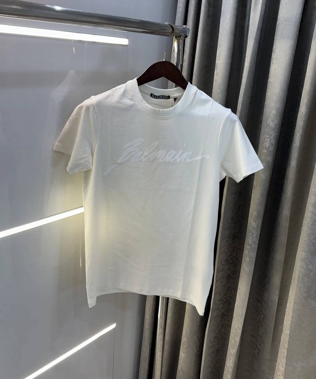 Balmain Paris White Logo Work Premium T-Shirt