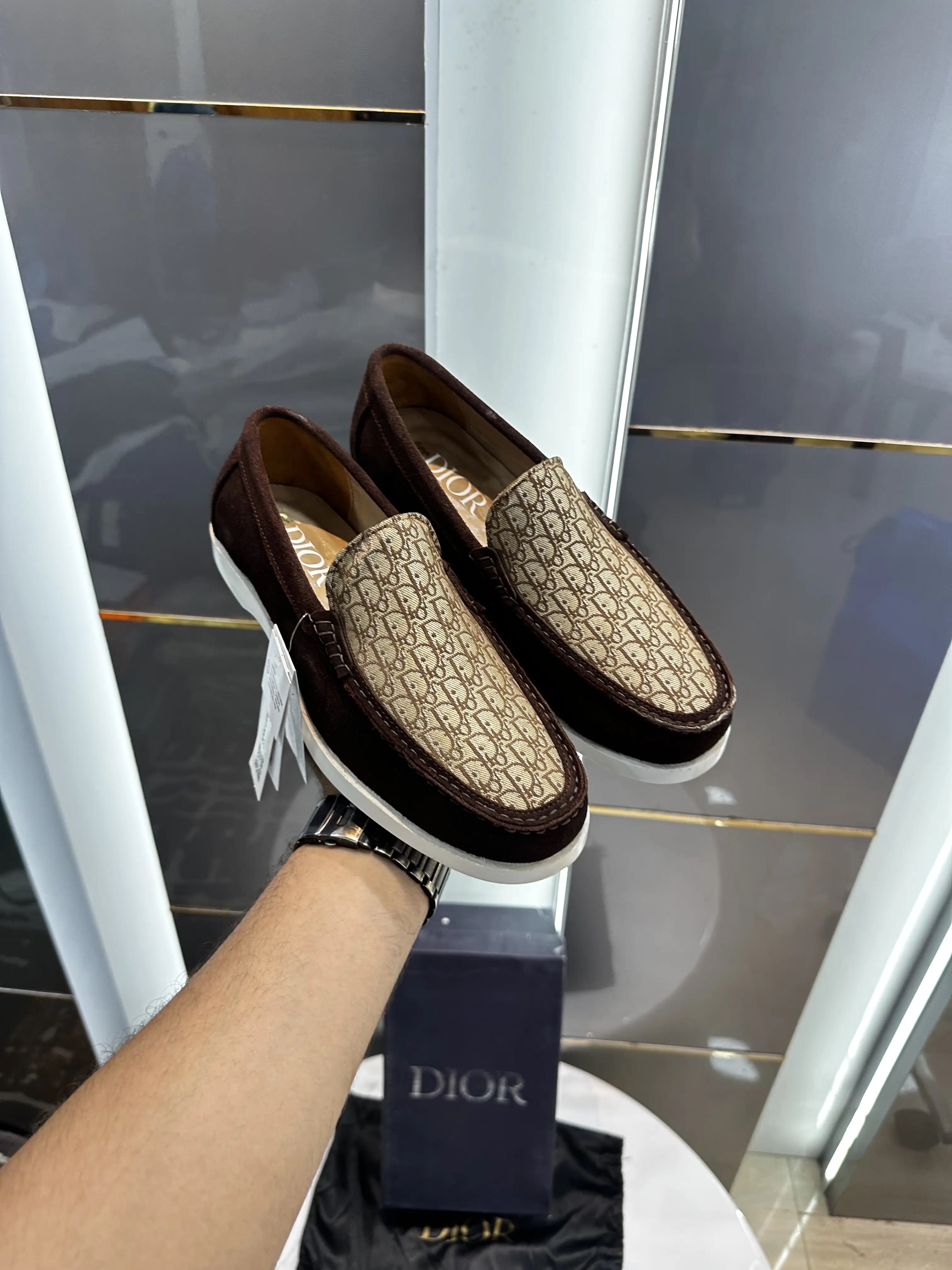 Dior_Brown Monogram Premium Formal Loafers