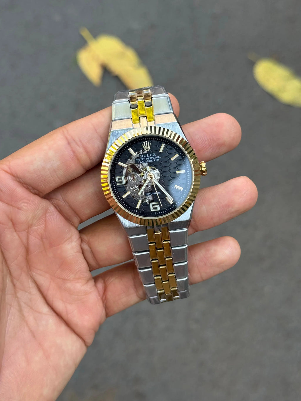 Role_x LAND DWELLER Oyster Perpetual Automatic Two Tone Black Dial