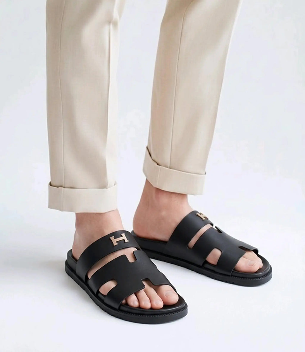Herms Chypre Premium Black Slides