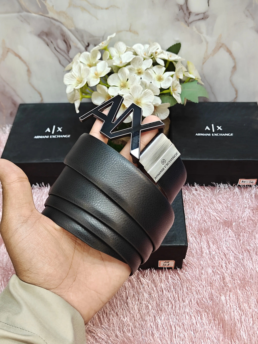 Ax ARmAnI EXCHANGE PREMIUM QUALITY REVERSEABLE BELT WITH OG BOX AX-111
