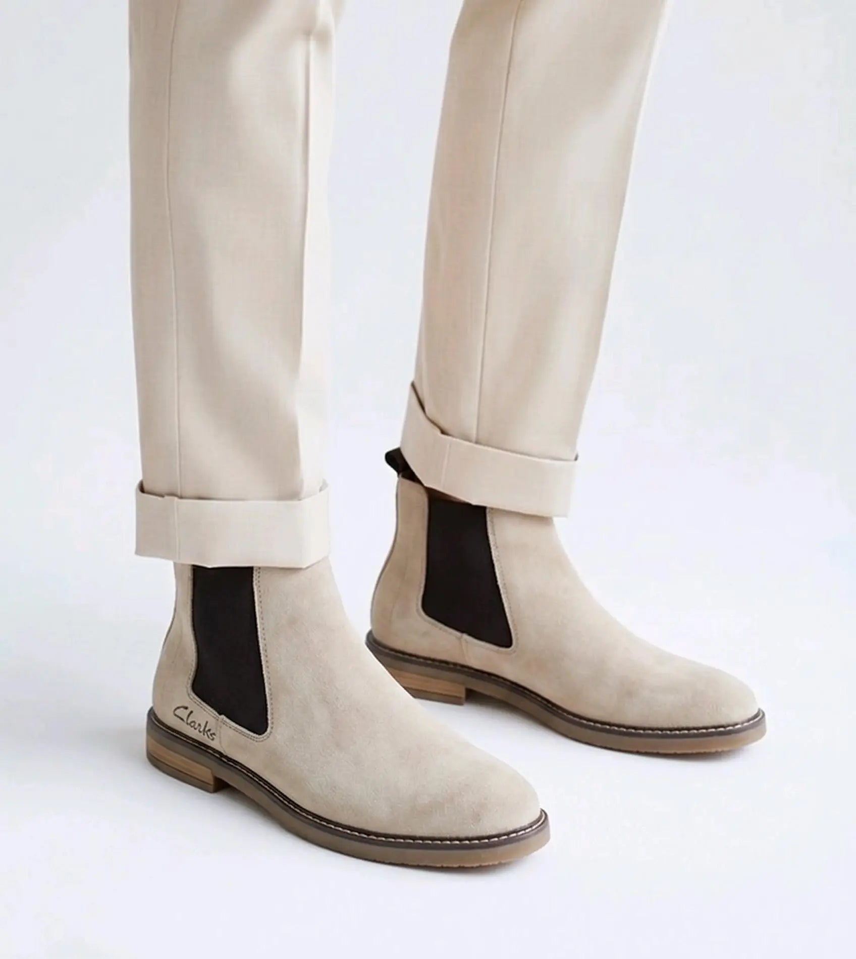 Clarks_Beige Premium Suede Leather Boots Main image