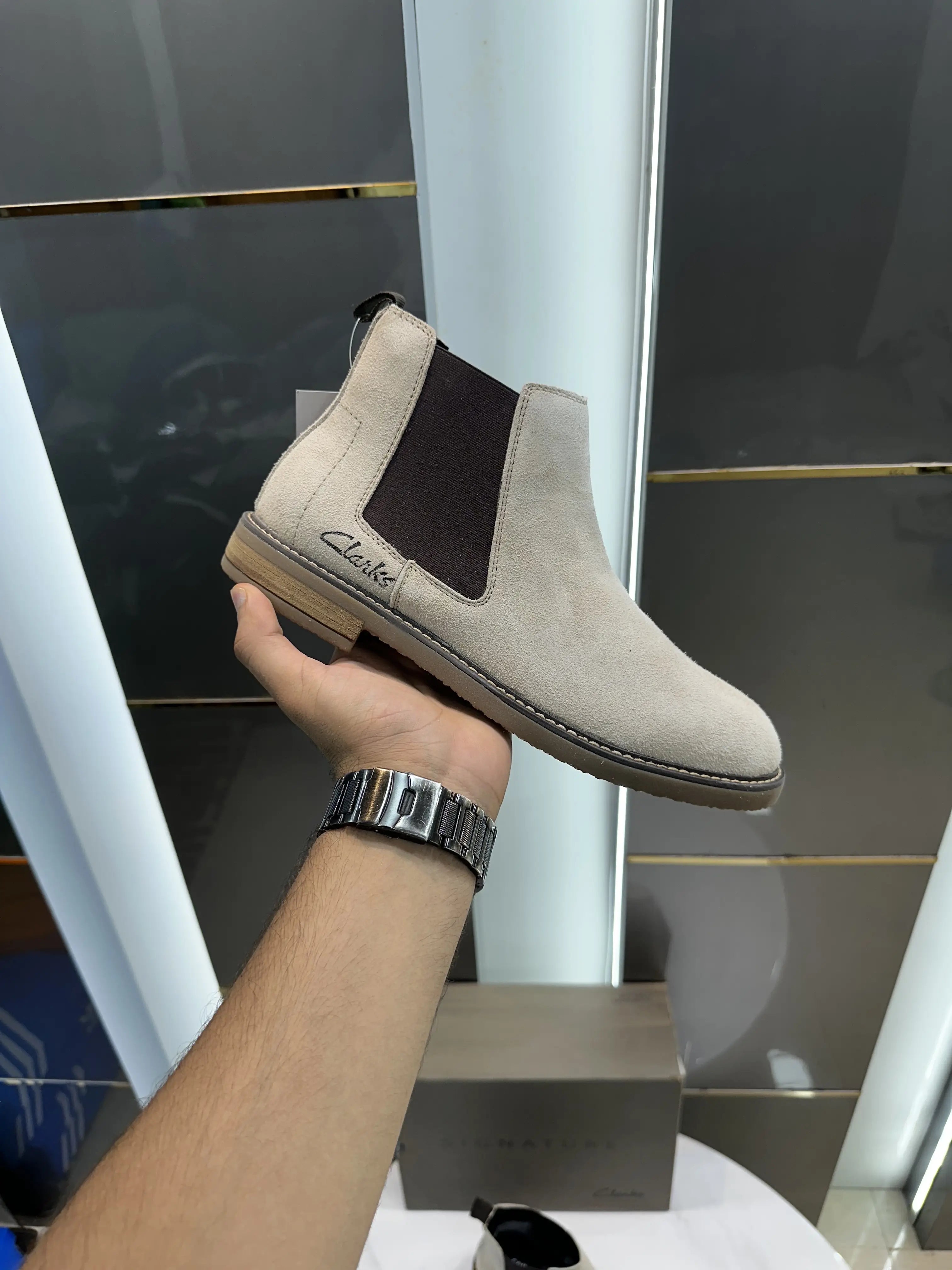 Clarks_Beige Premium Suede Leather Boots Secondary image