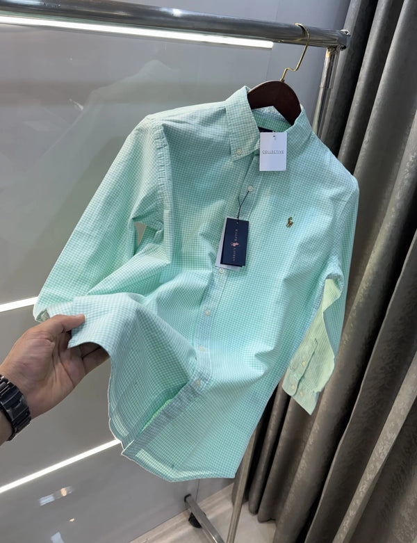 Ralph Lauren Aqua Green Small Checks Premium Shirt