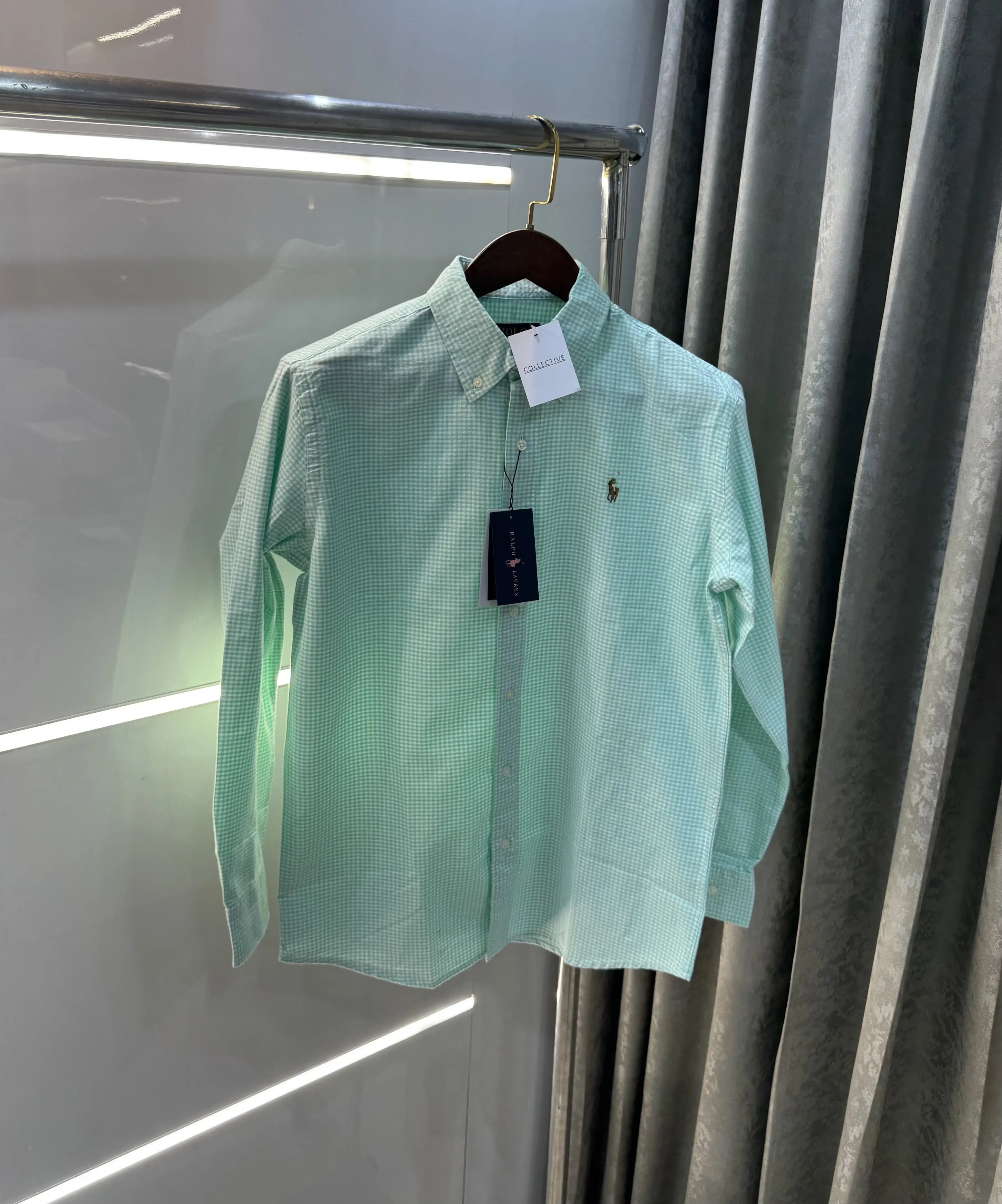 Ralph Lauren Aqua Green Small Checks Premium Shirt