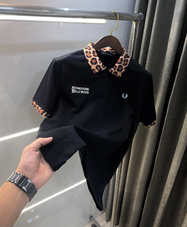 Fredperry Black Embroidery Logo Premium Polo T-Shirt
