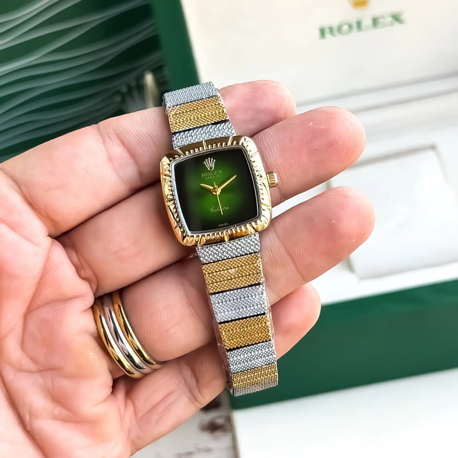 ROLEX_LADIES_GOLD_TT_GREEN