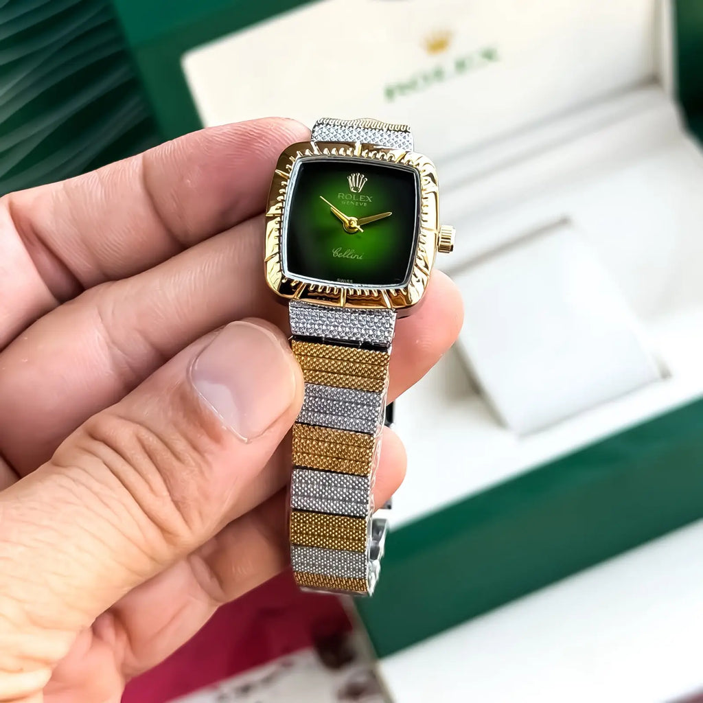 ROLEX_LADIES_GOLD_TT_GREEN