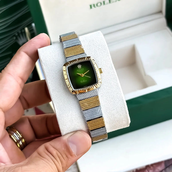 ROLEX_LADIES_GOLD_TT_GREEN