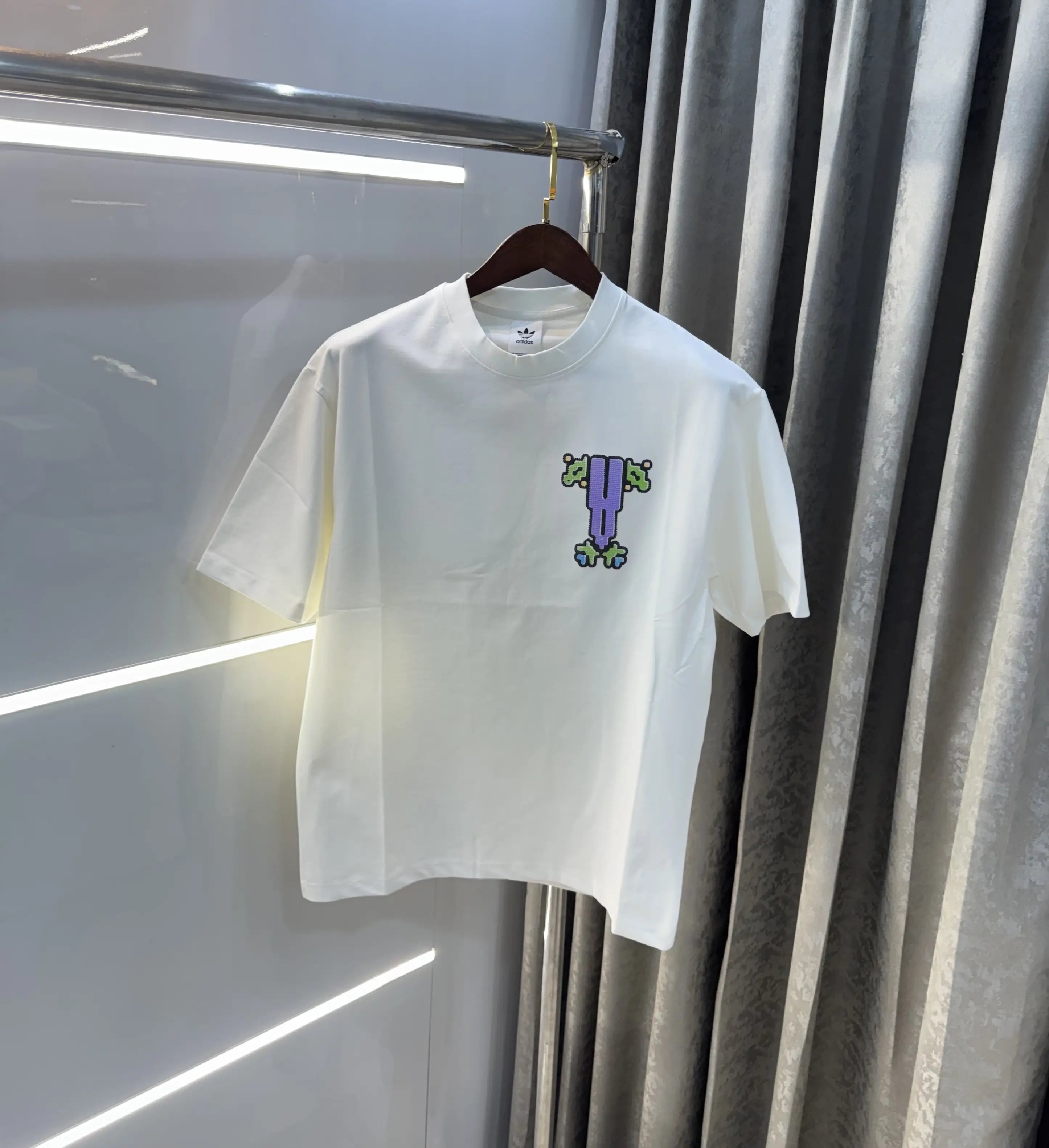 Adidas White Logo Print Imported Oversized T-Shirt Main image