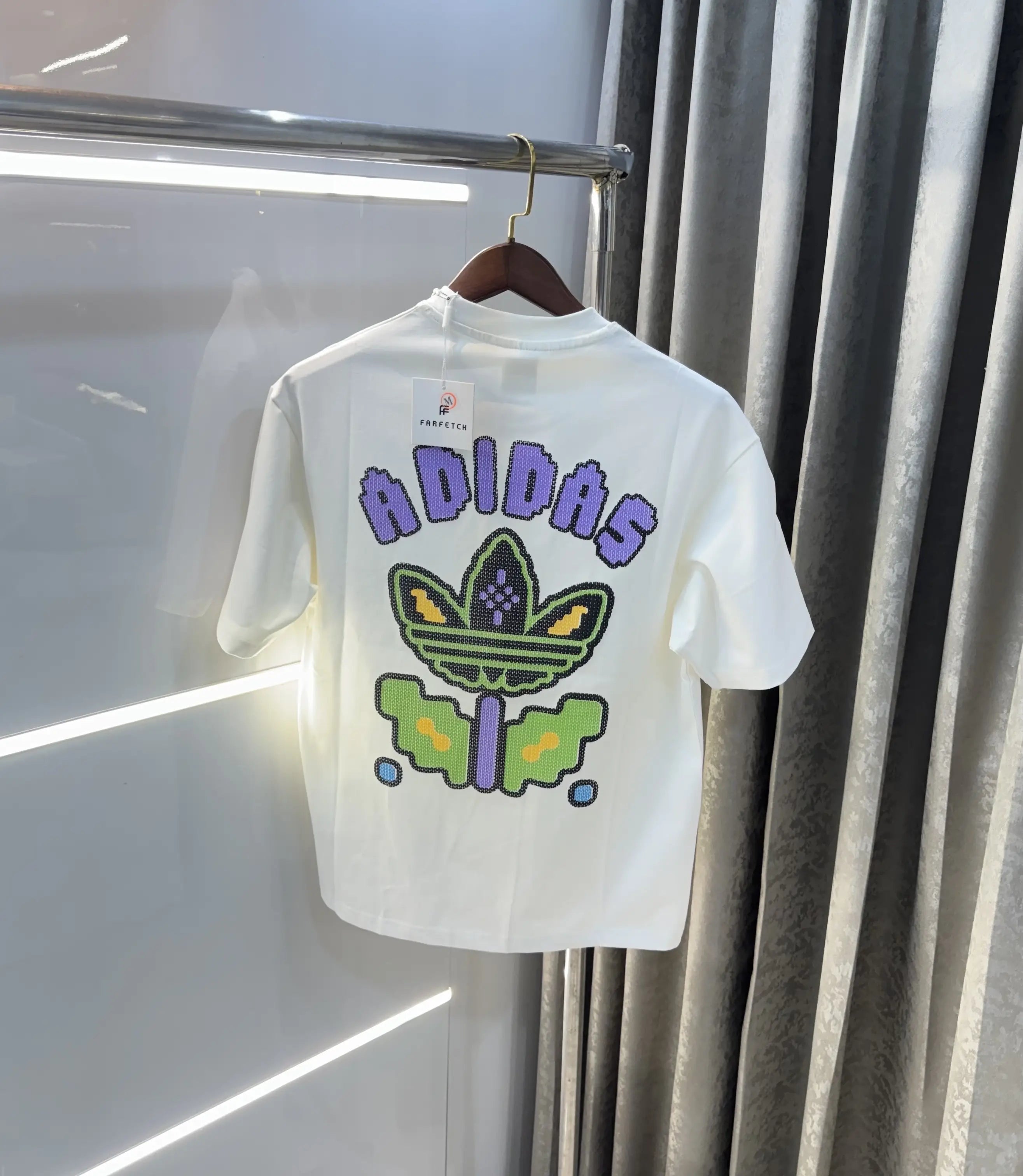 Adidas White Logo Print Imported Oversized T-Shirt Secondary image