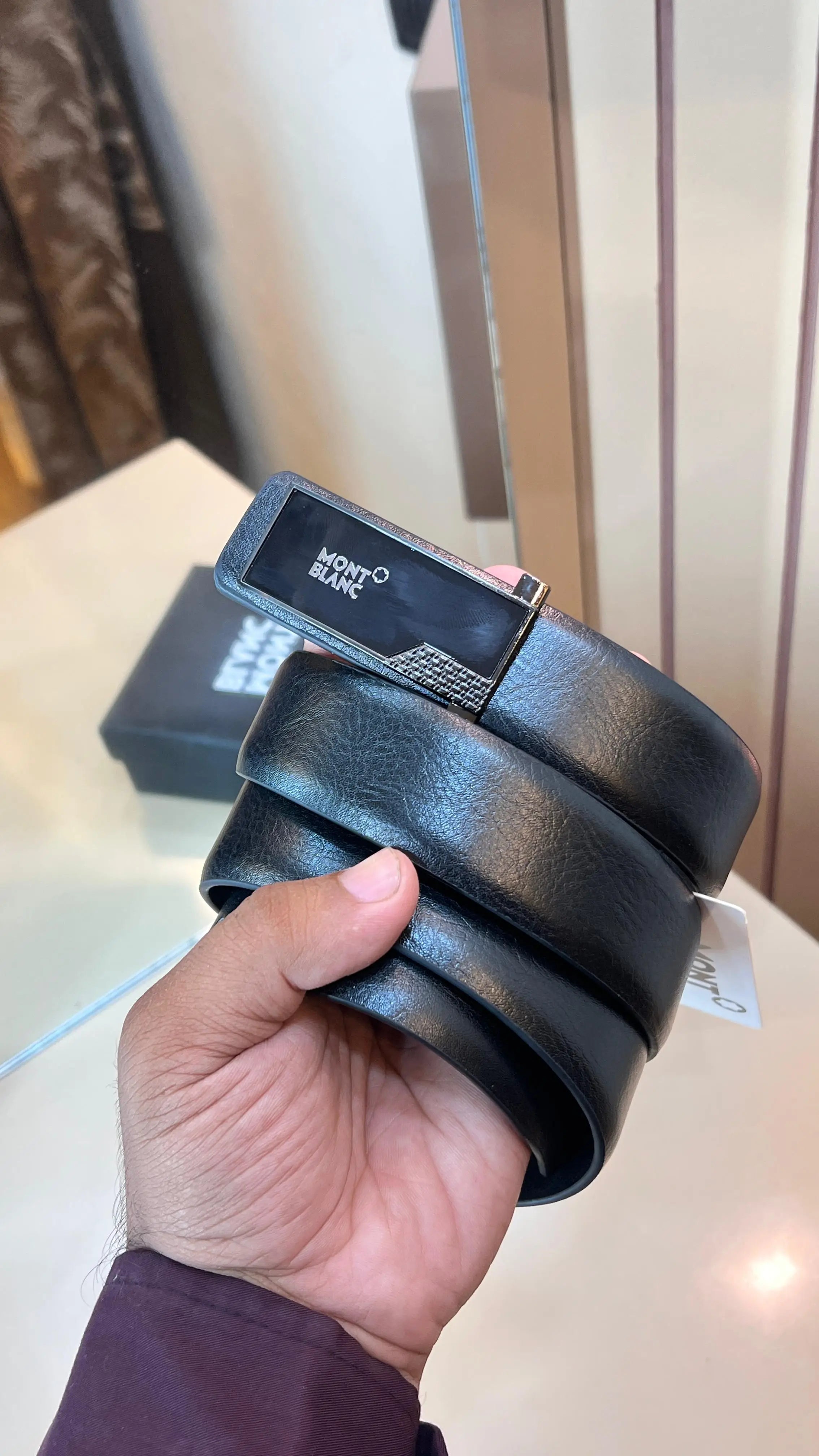 MONT BLANC IMP PREMIUM QUALITY LEATHER BELTS WITH OG BOX MB-806 Main image