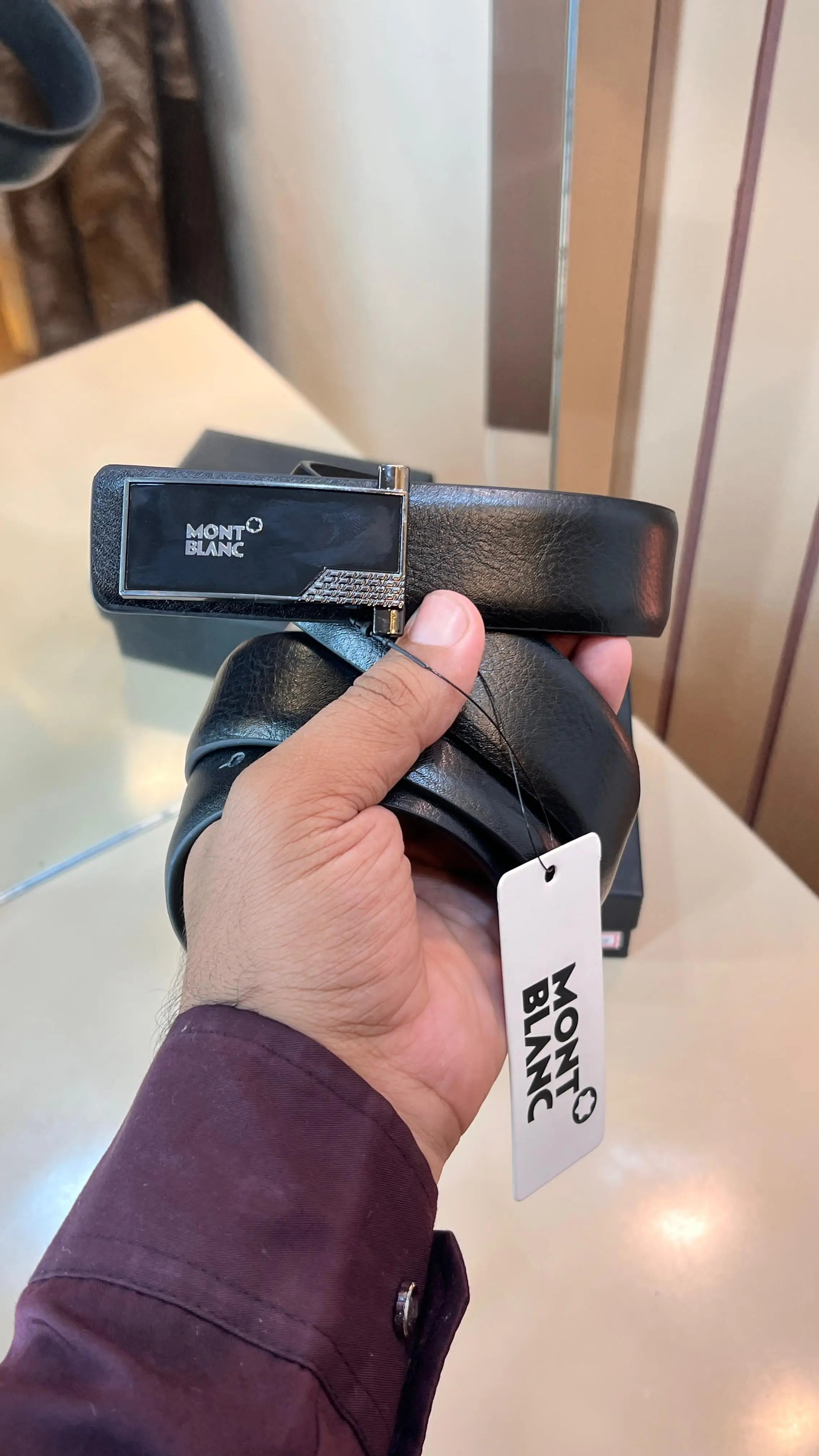 MONT BLANC IMP PREMIUM QUALITY LEATHER BELTS WITH OG BOX MB-806 Secondary image
