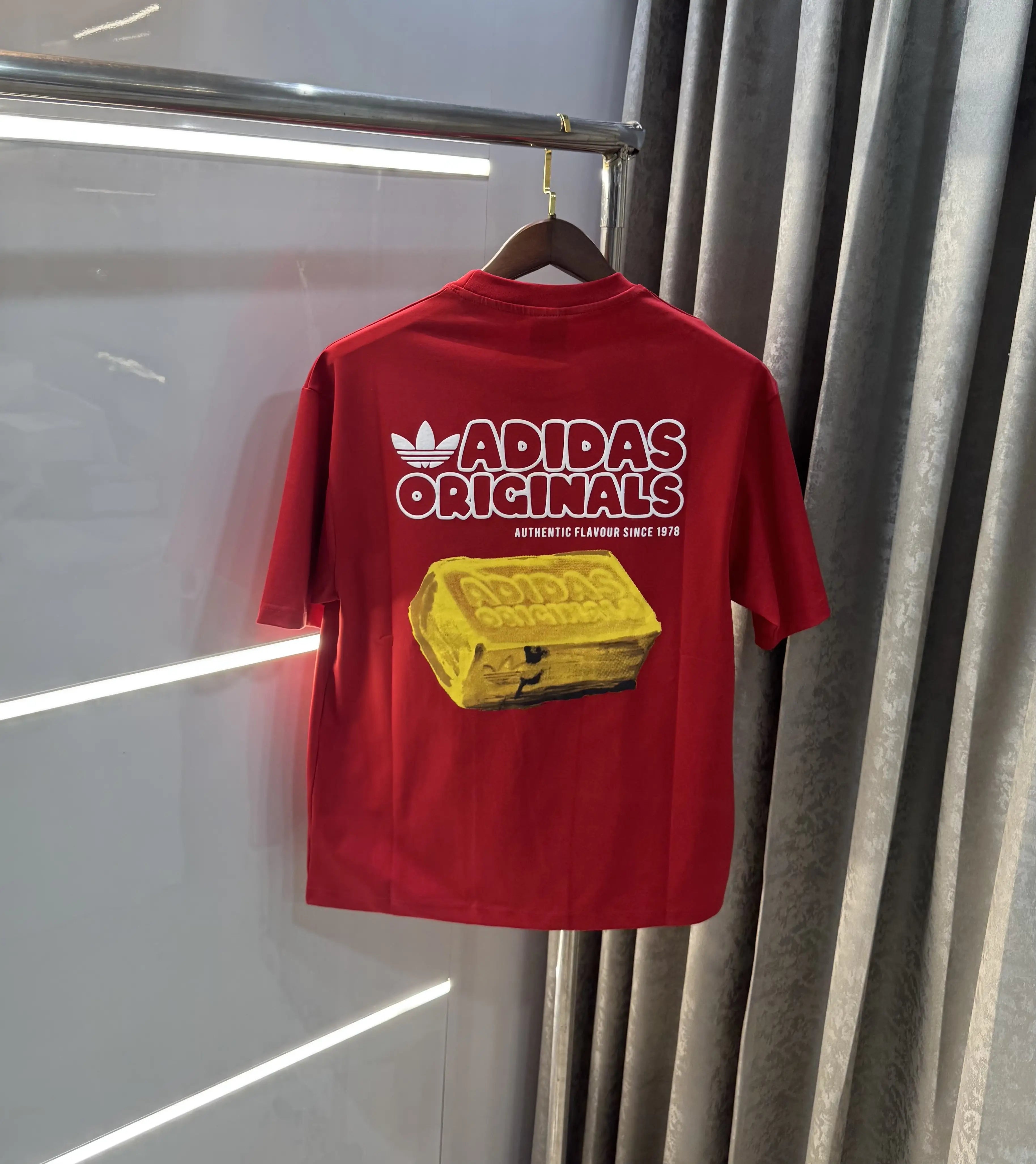 Adidas Red Logo Print Imported Oversized T-Shirt Secondary image
