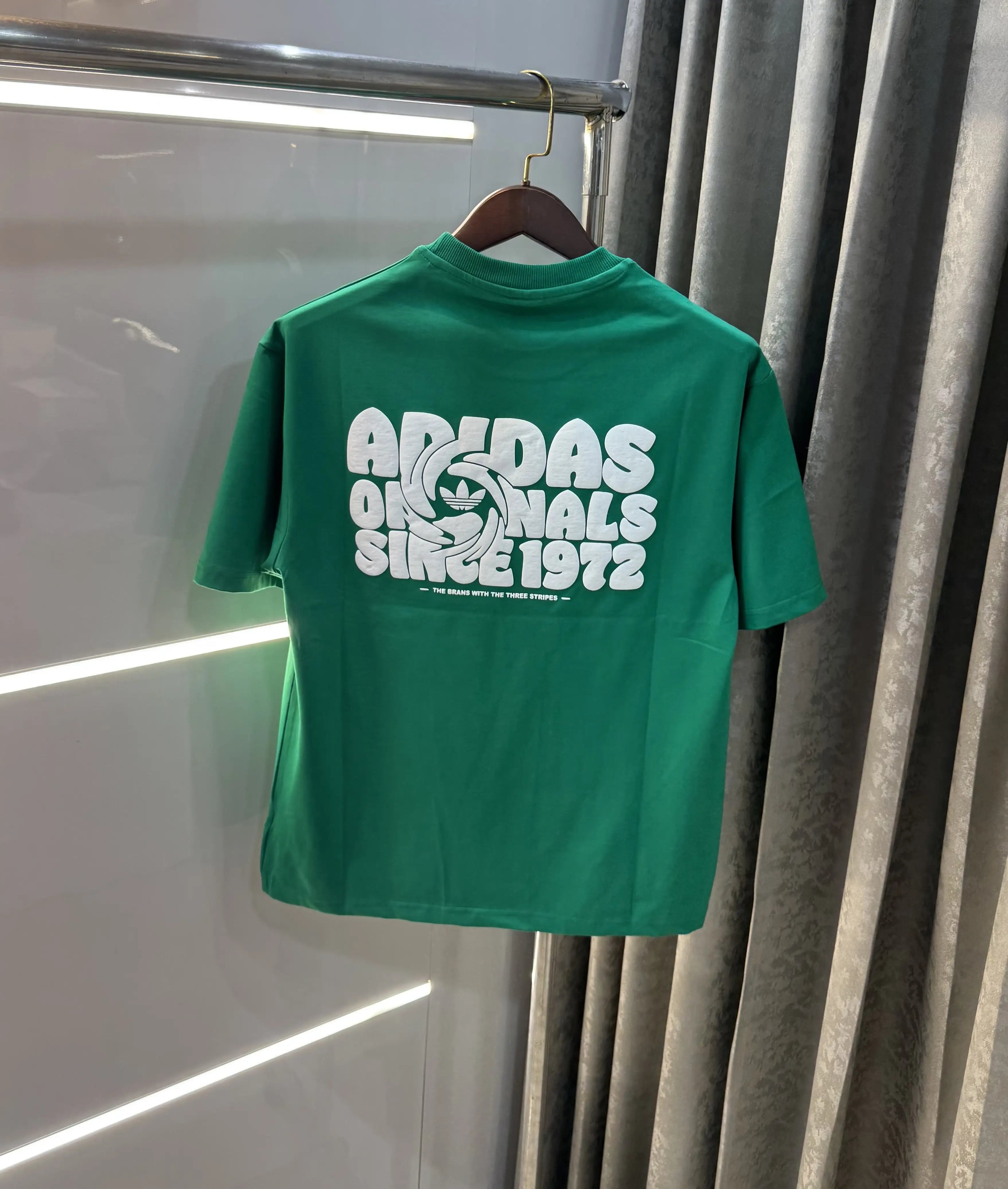Adidas Green Logo Print Imported Oversized T-Shirt