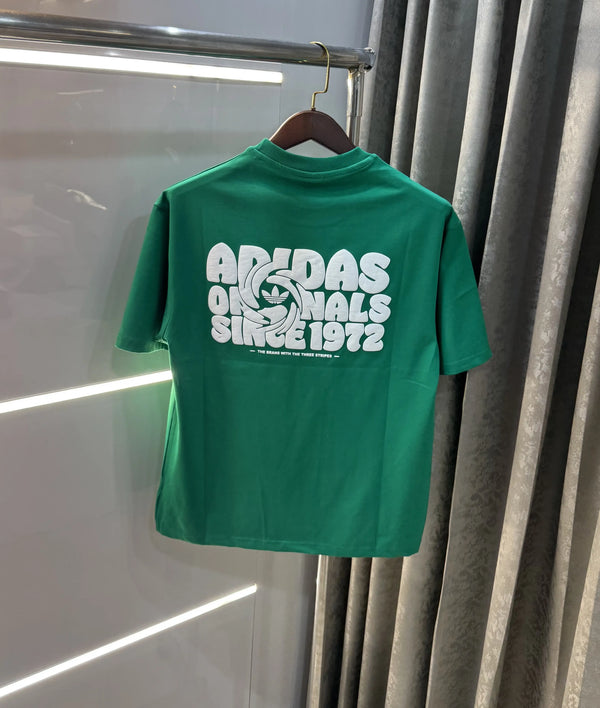 Adidas Green Logo Print Imported Oversized T-Shirt