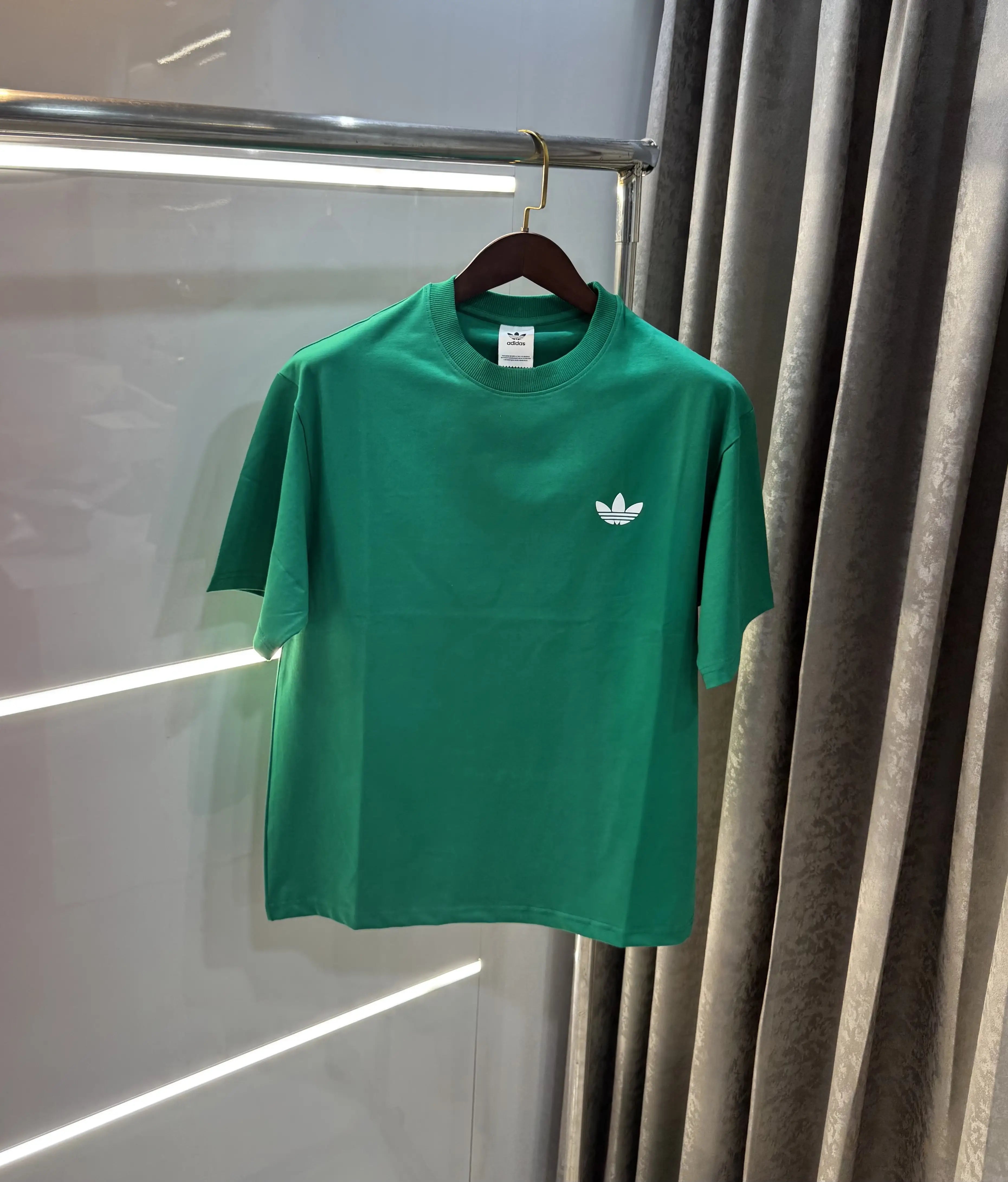 Adidas Green Logo Print Imported Oversized T-Shirt Secondary image