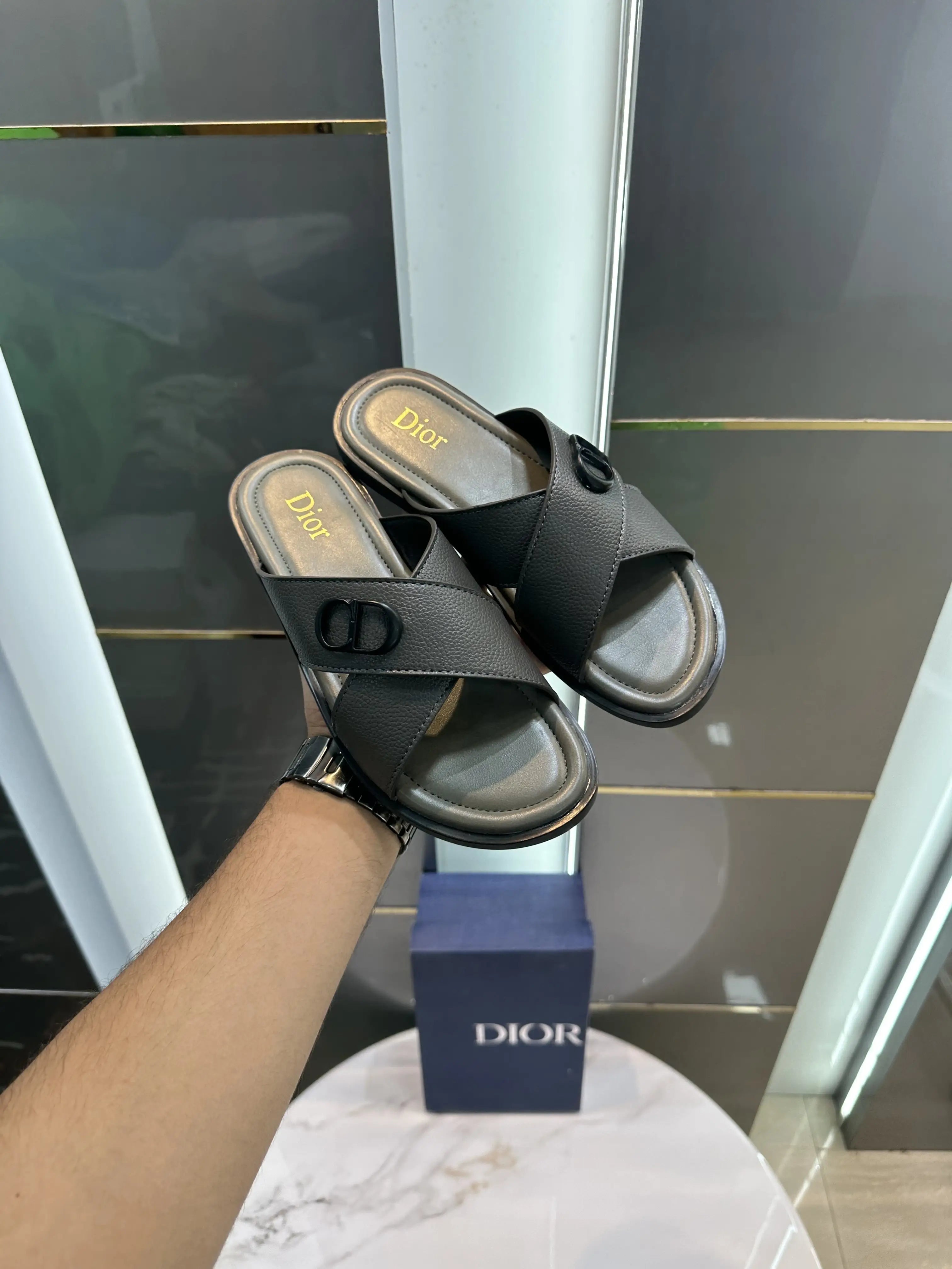 Dior_Grey CD Cross Slide For Men Secondary image
