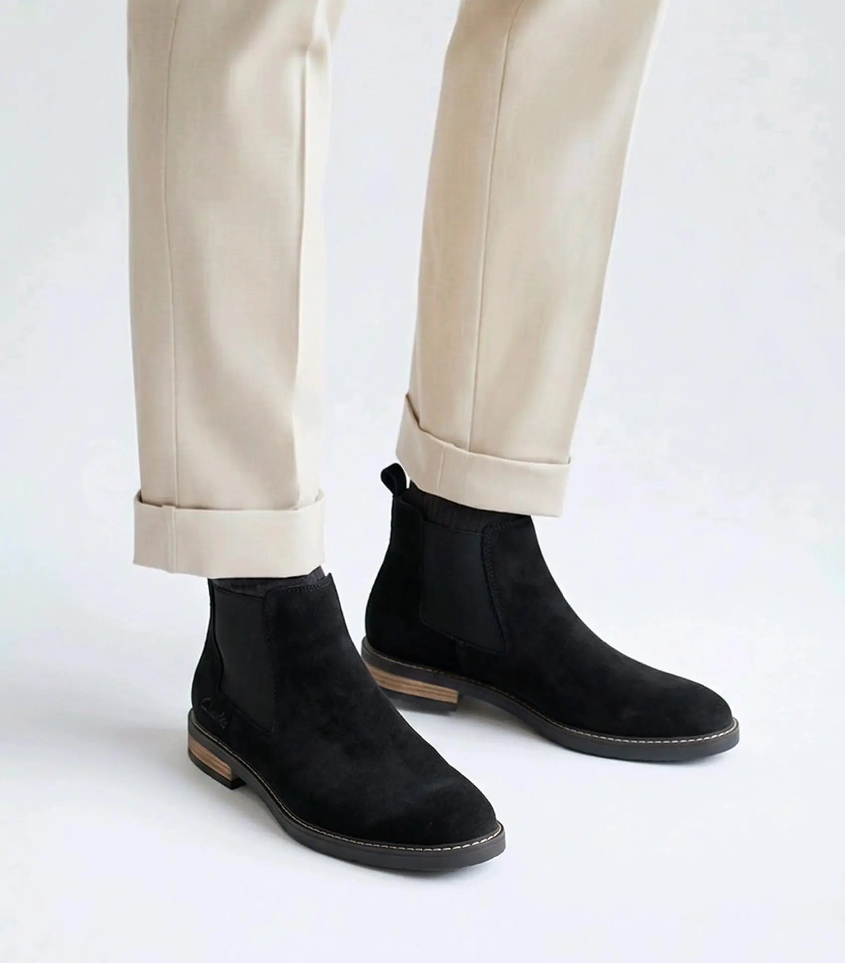 Clarks_Black Premium Suede Leather Boots Main image