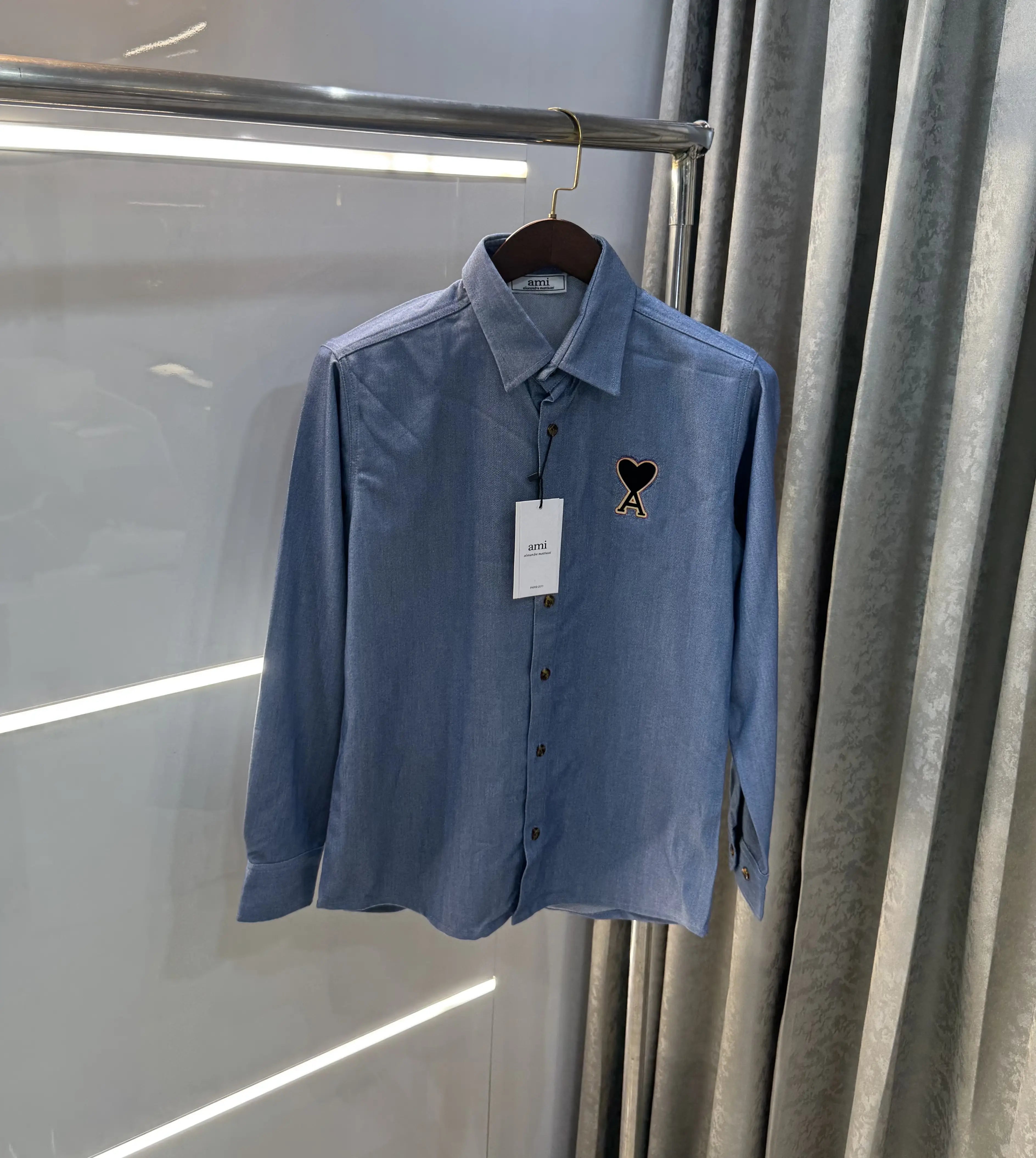 Ami Paris Sky Blue Designer Imported Shirt Secondary image