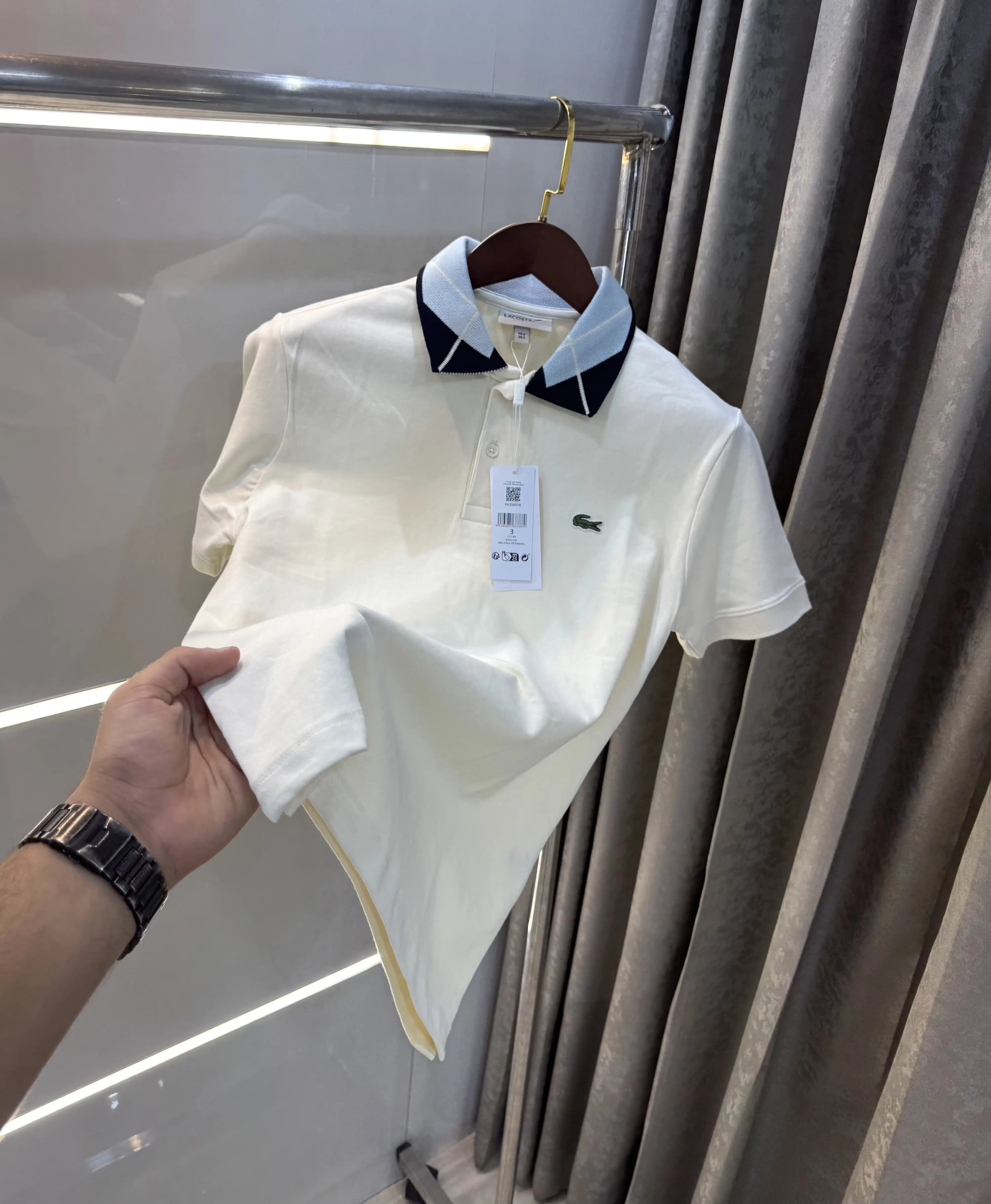 Lacost e Cream Embroidery Logo Premium Polo T-Shirt Main image