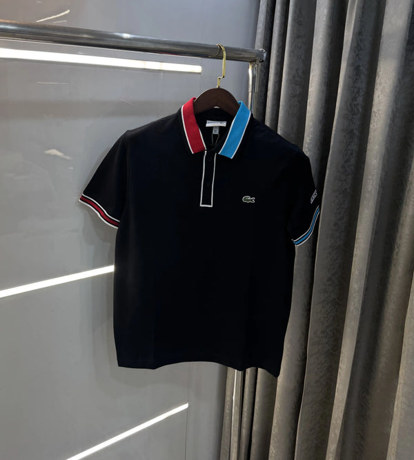 Lacost e Black Embroidery Logo Premium Polo T-Shirt