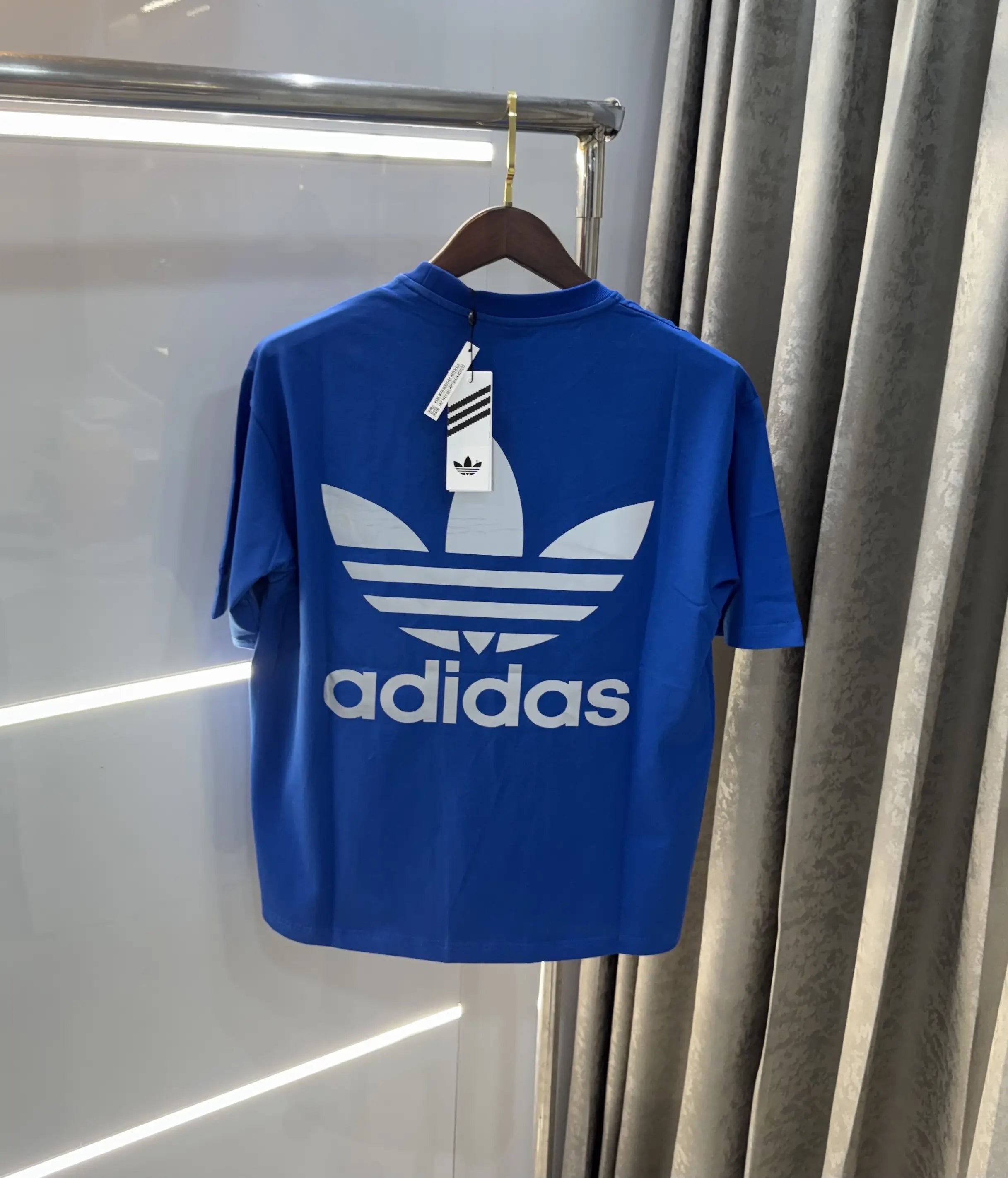 Adidas Blue Reflective Logo Print Imported Oversized T-Shirt Main image