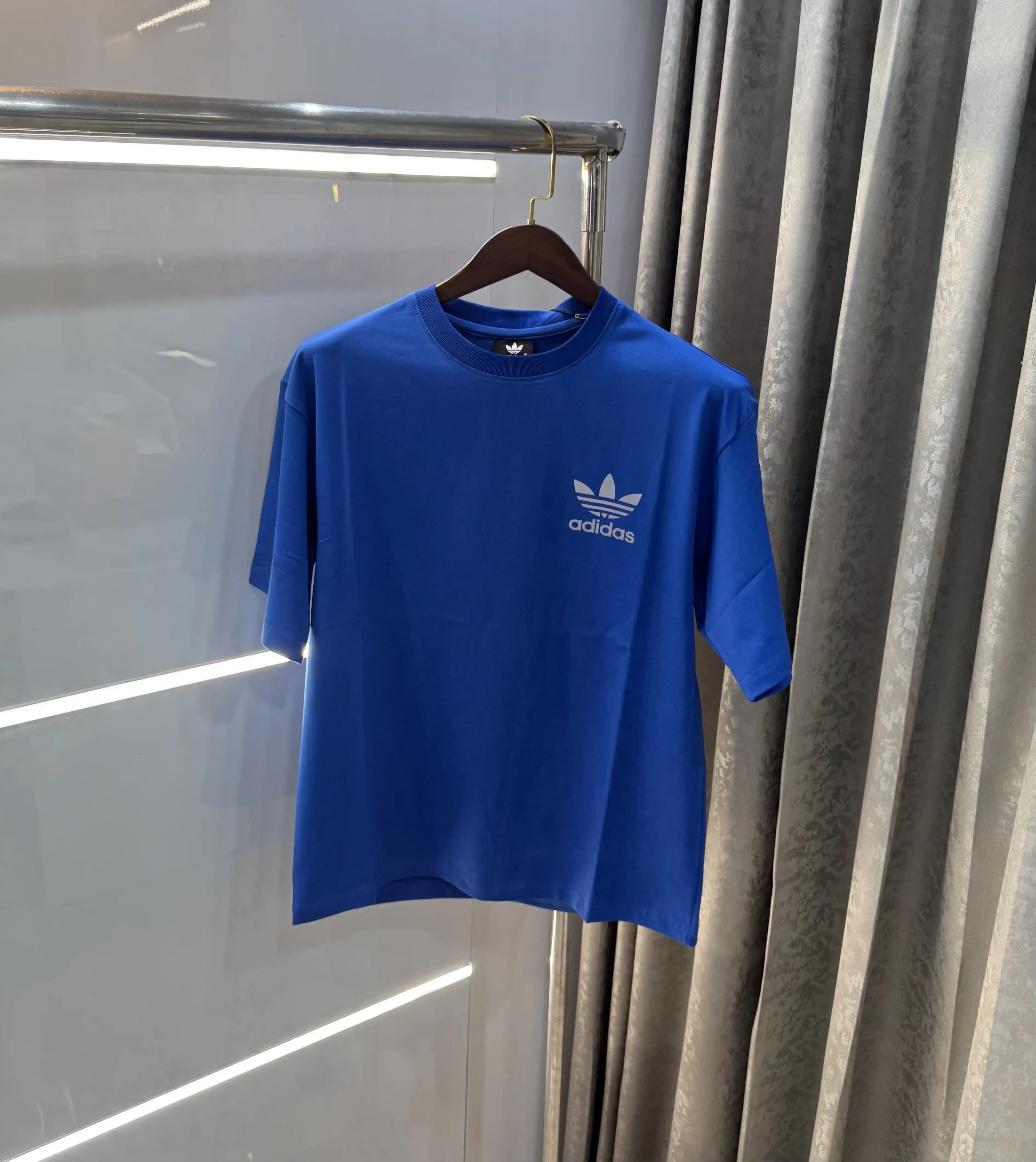Adidas Blue Reflective Logo Print Imported Oversized T-Shirt Secondary image