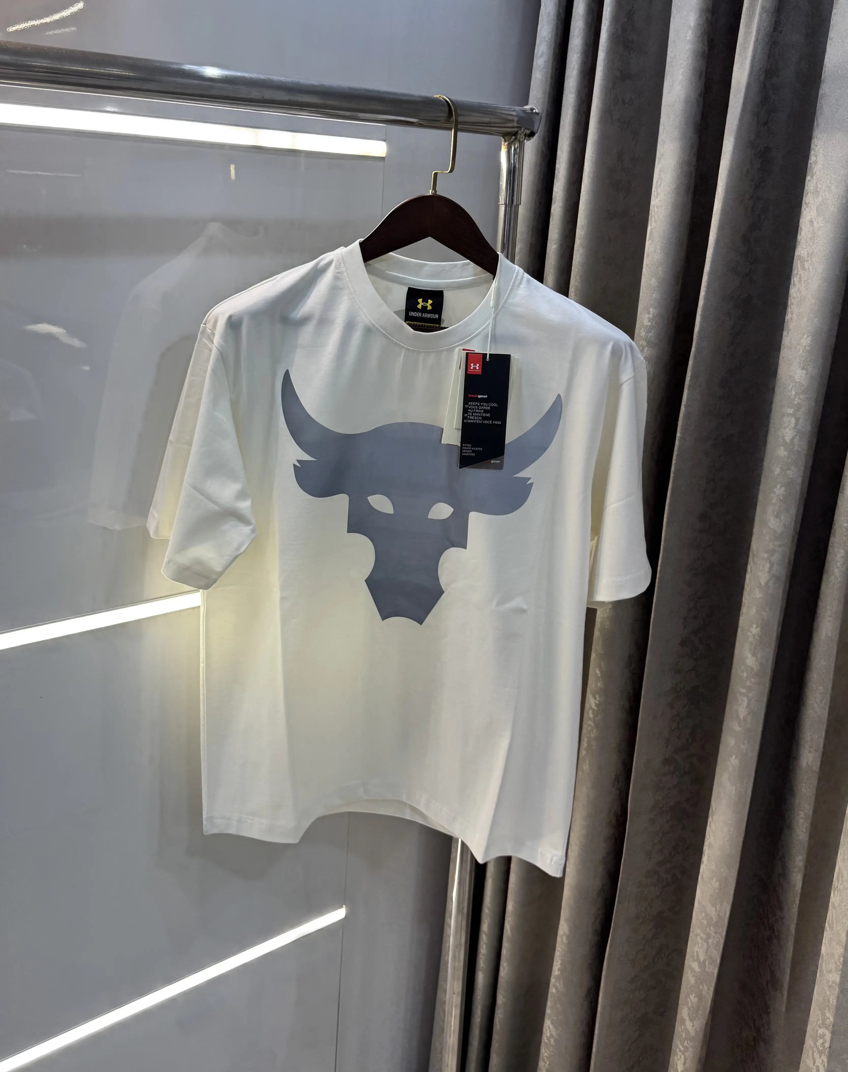 Under Armour White Reflective Logo Print Imported Oversized T-Shirt Main image