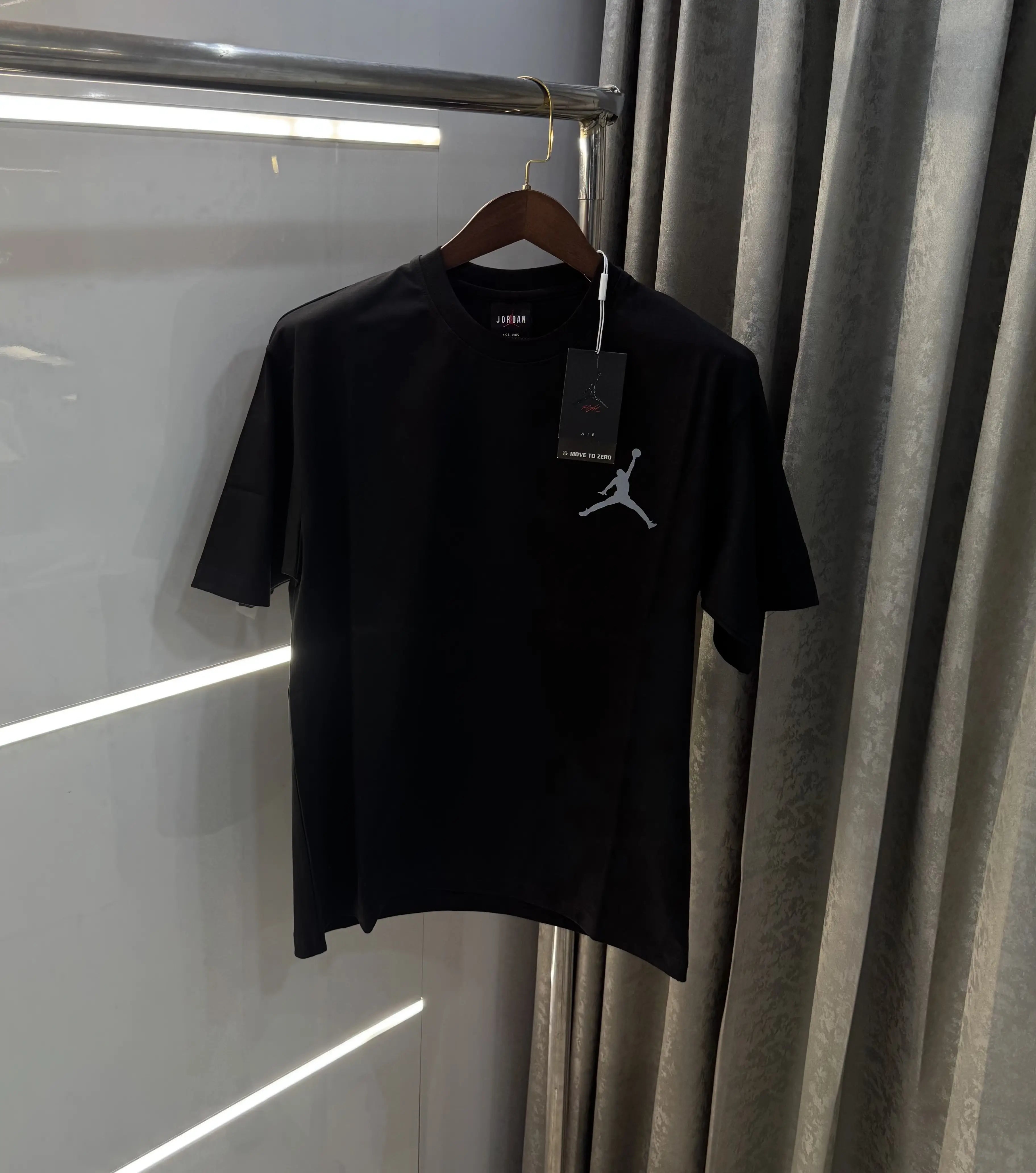 Air Jordan Black Reflective Logo Print Imported Oversized T-Shirt Secondary image