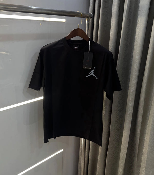 Air Jordan Black Reflective Logo Print Imported Oversized T-Shirt