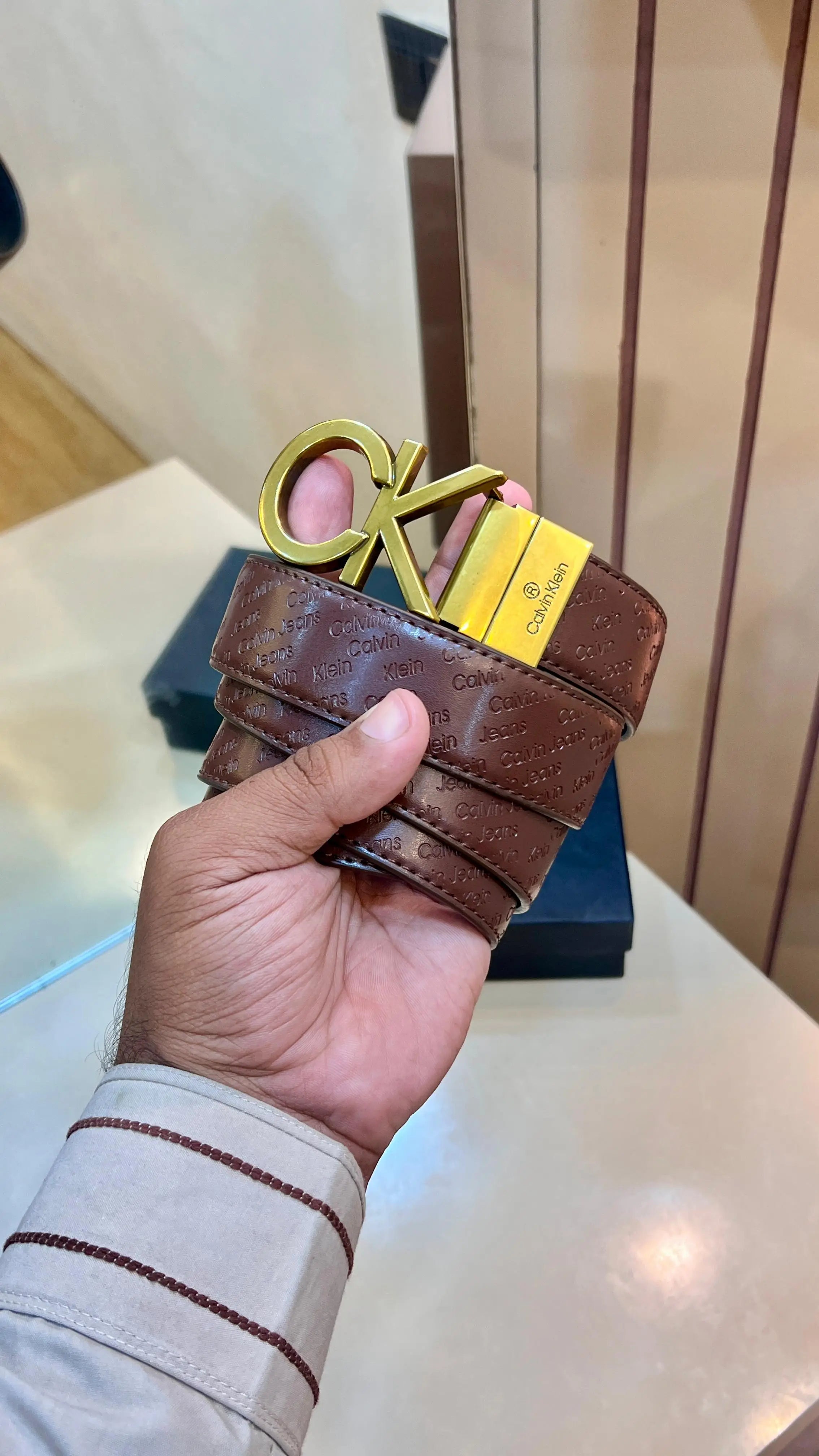 CK CALVIN KLEIN PREMIUM QUALITY EMBOSSED REVERSEABLE WITH OG BOX CK-511 Main image
