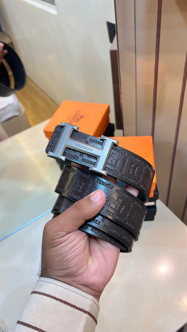 HERMES PREMIUM QUALITY EMBOSSED LEATHER BELTS WITH OG BOX