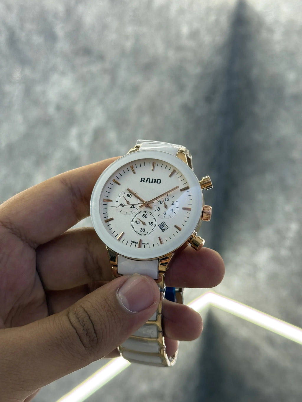 Rado Centrix Ceramic White Rose Gold Premium All Working 054