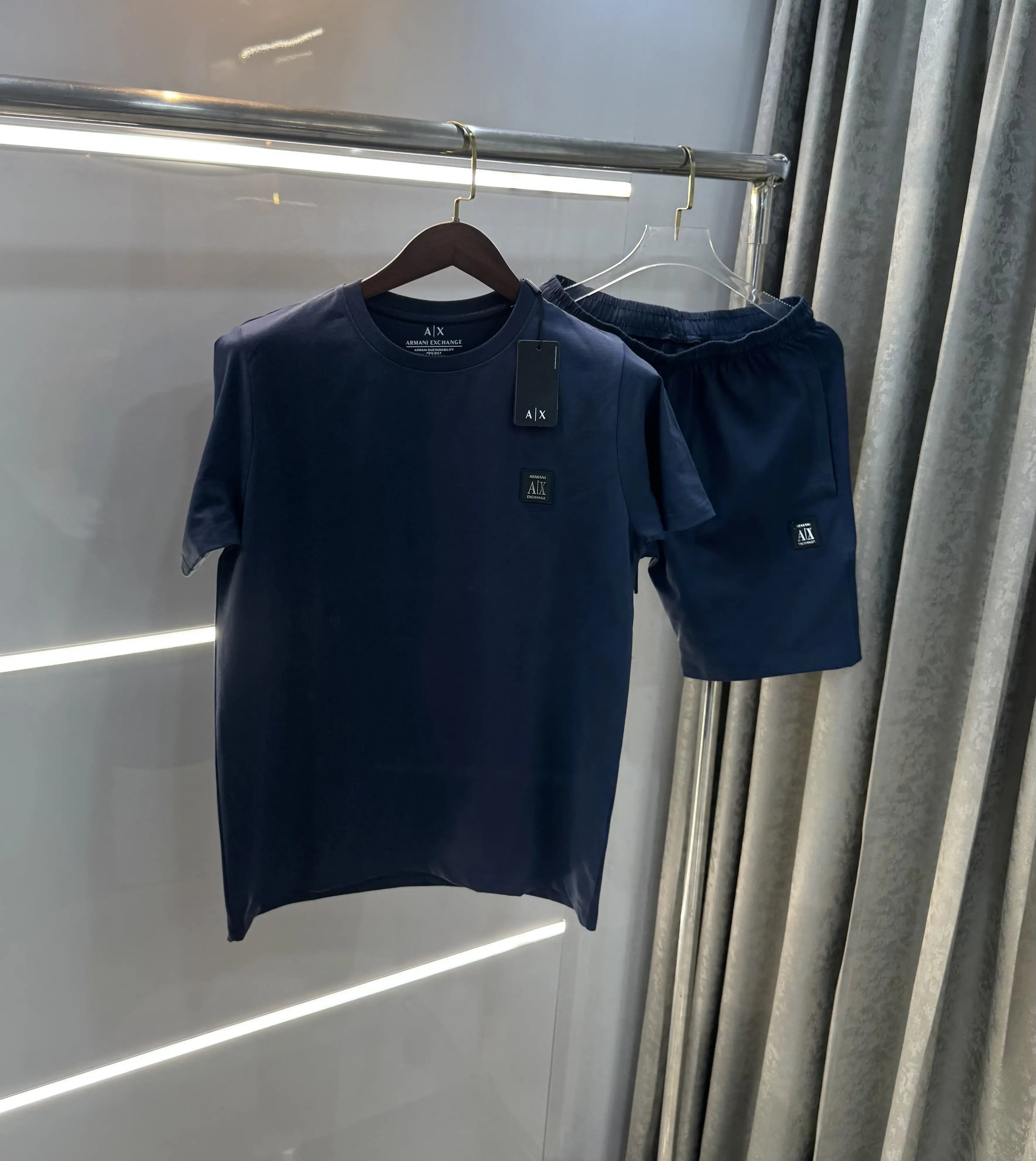 Armani Exchange Navy Blue Logo Work Premium Cord Set Secondary image