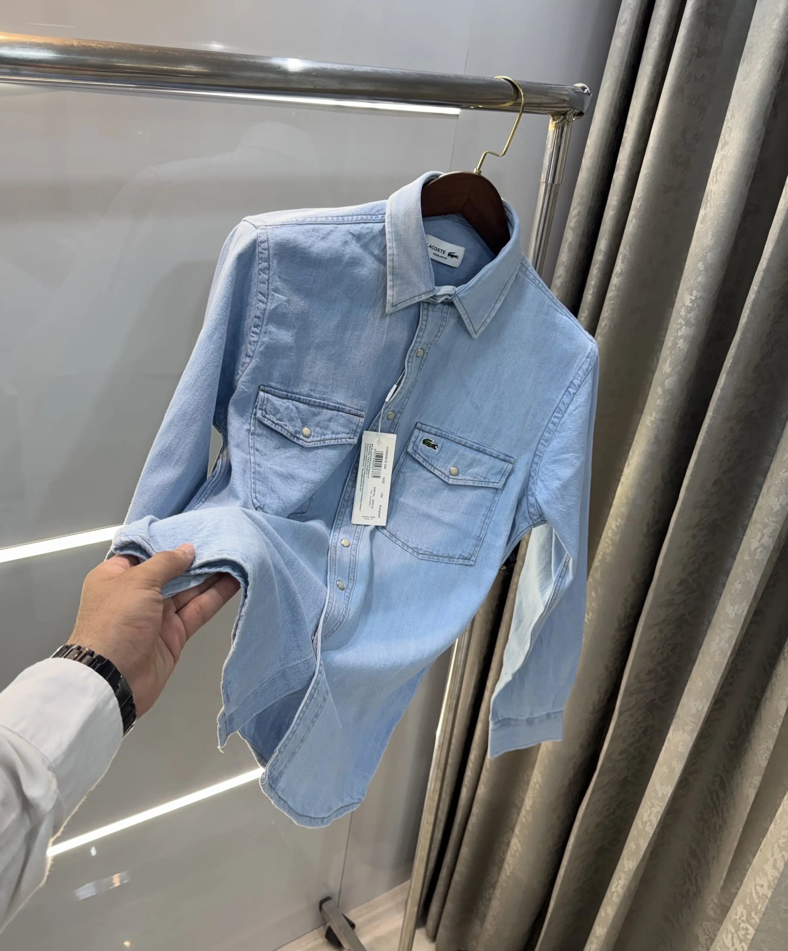 Lacost e Sky Blue Embroidery Logo Premium Denim Shirt Secondary image