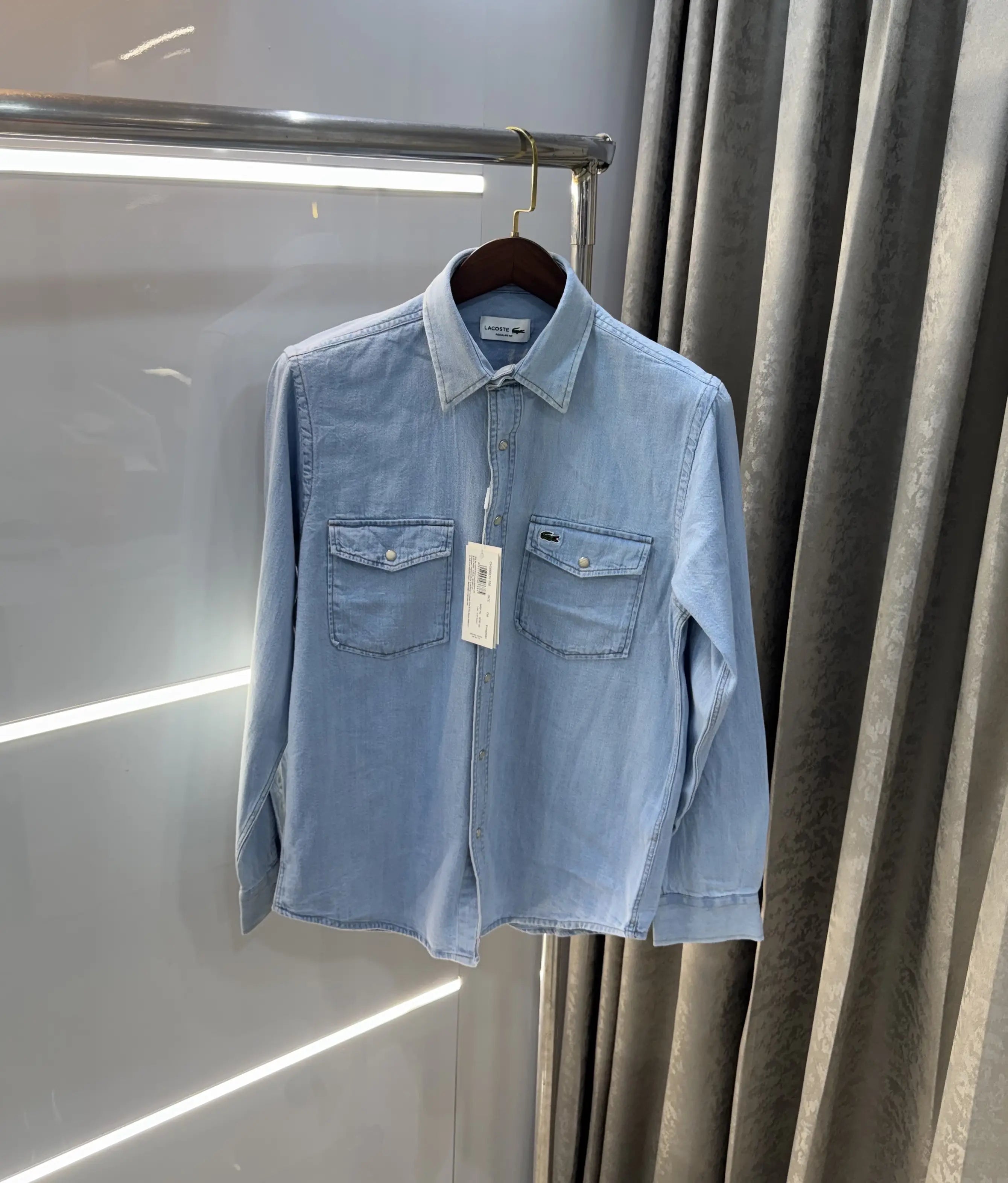 Lacost e Sky Blue Embroidery Logo Premium Denim Shirt Main image