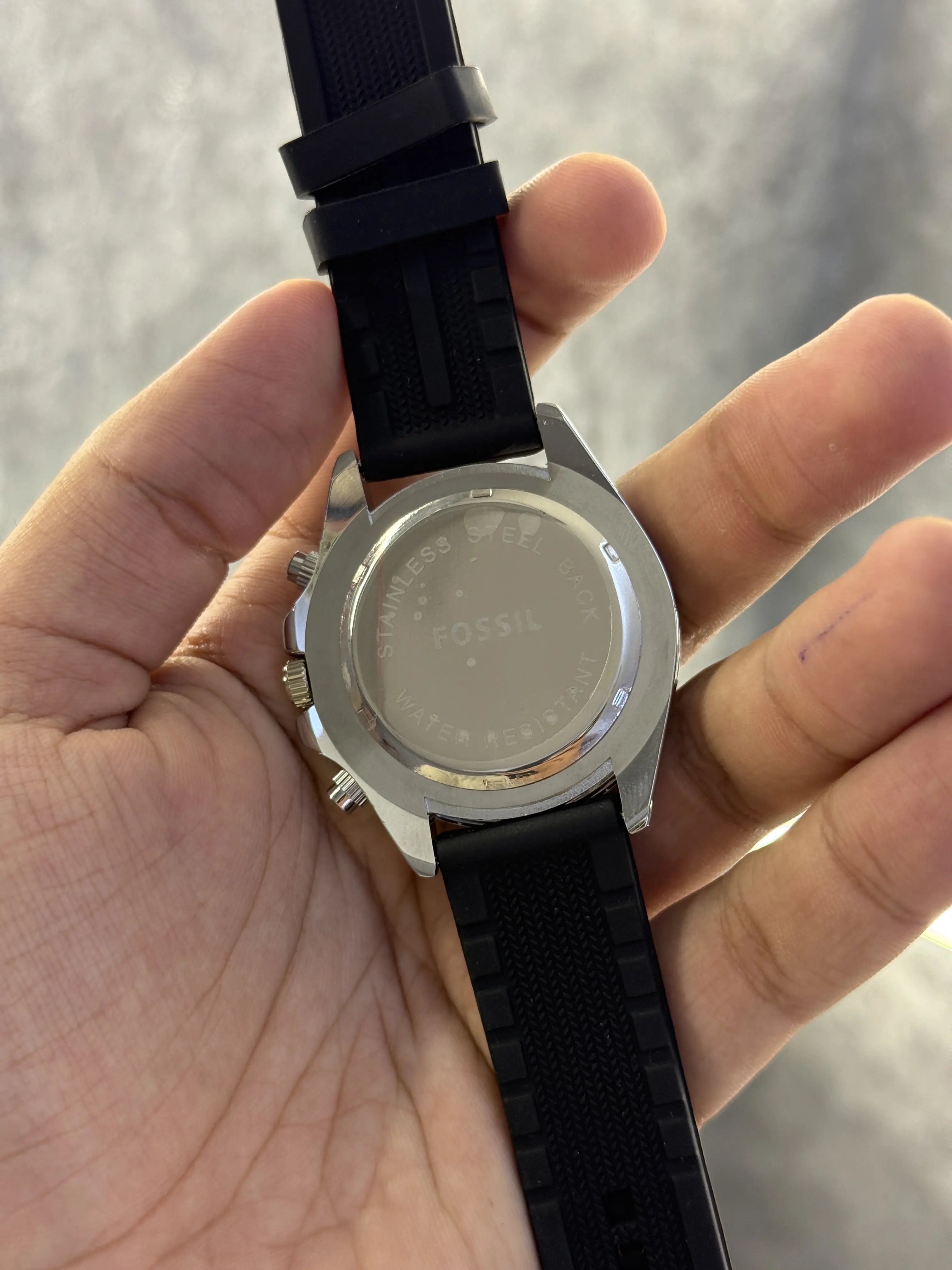 Fossil bannonRotating bezelAll Chronograph working Silicon strap 052