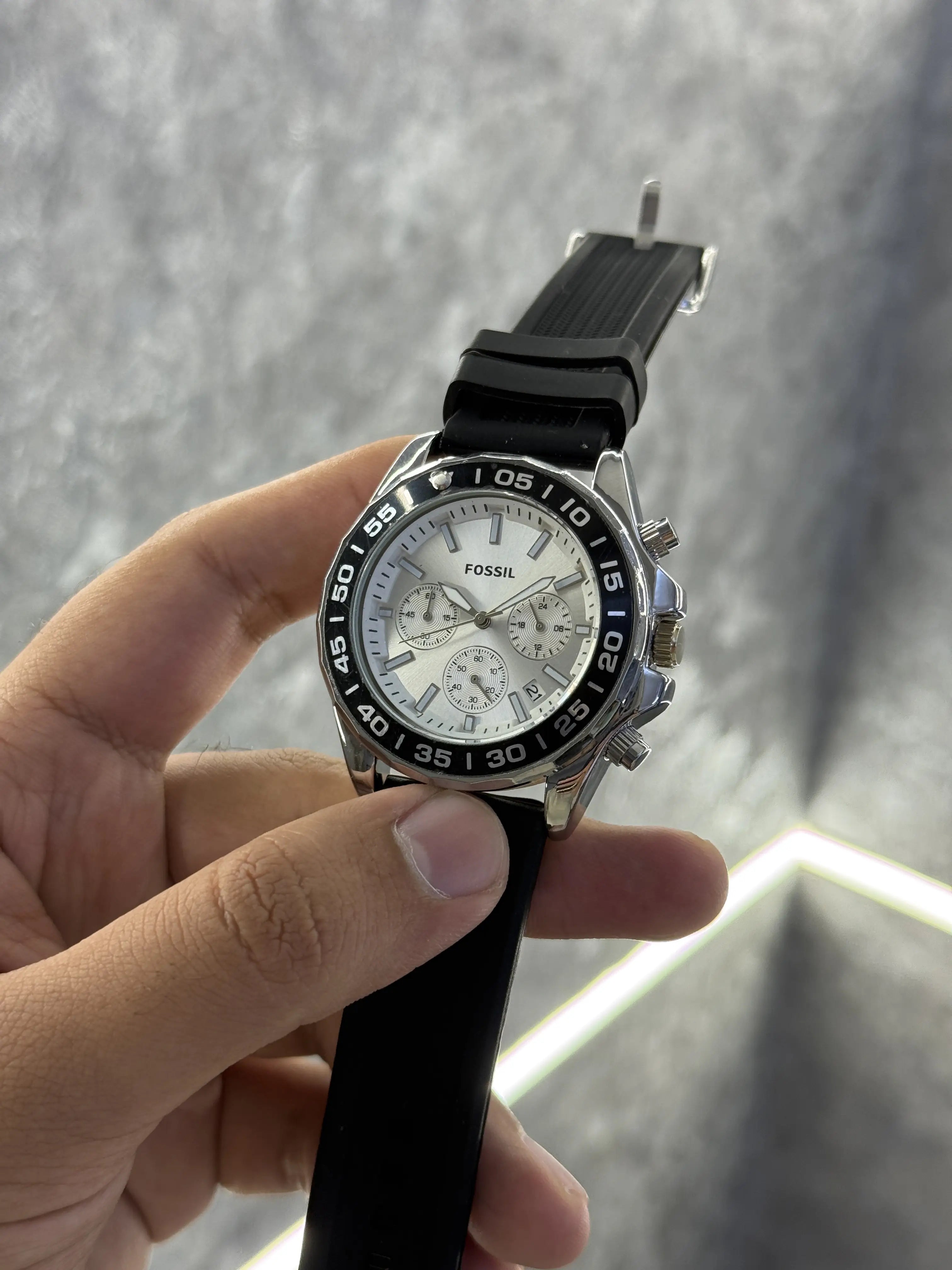 Fossil bannonRotating bezelAll Chronograph working Silicon strap 051 Main image