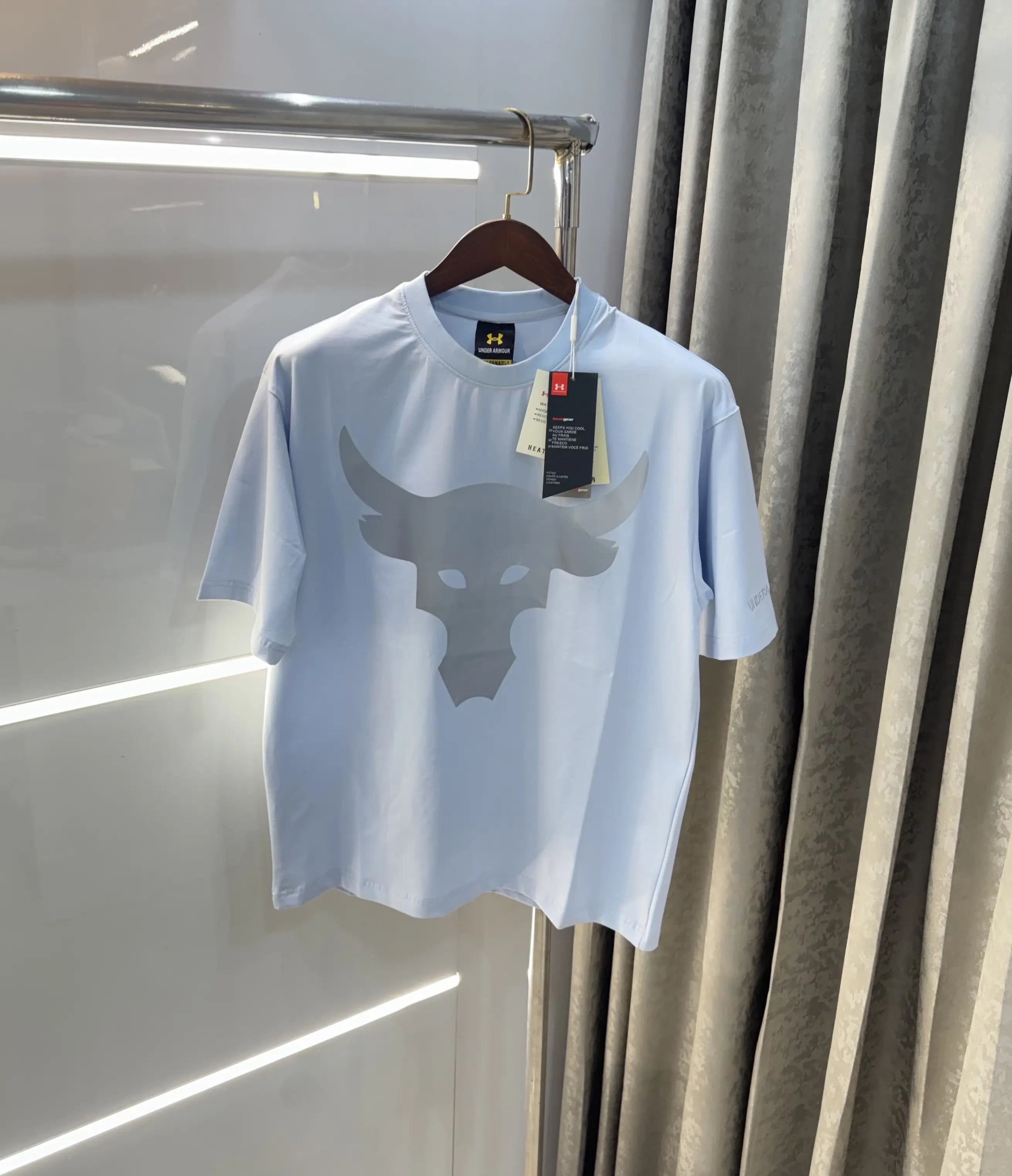 Under Armour Sky Blue Reflective Logo Print Imported Oversized T-Shirt Secondary image