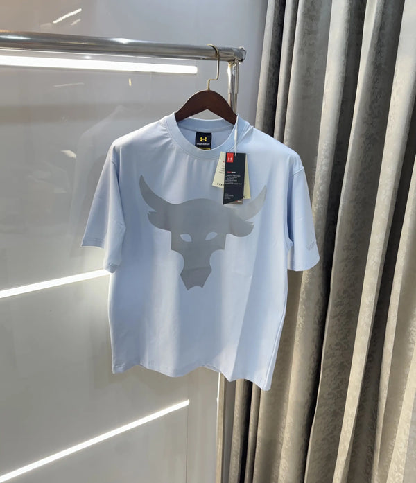 Under Armour Sky Blue Reflective Logo Print Imported Oversized T-Shirt