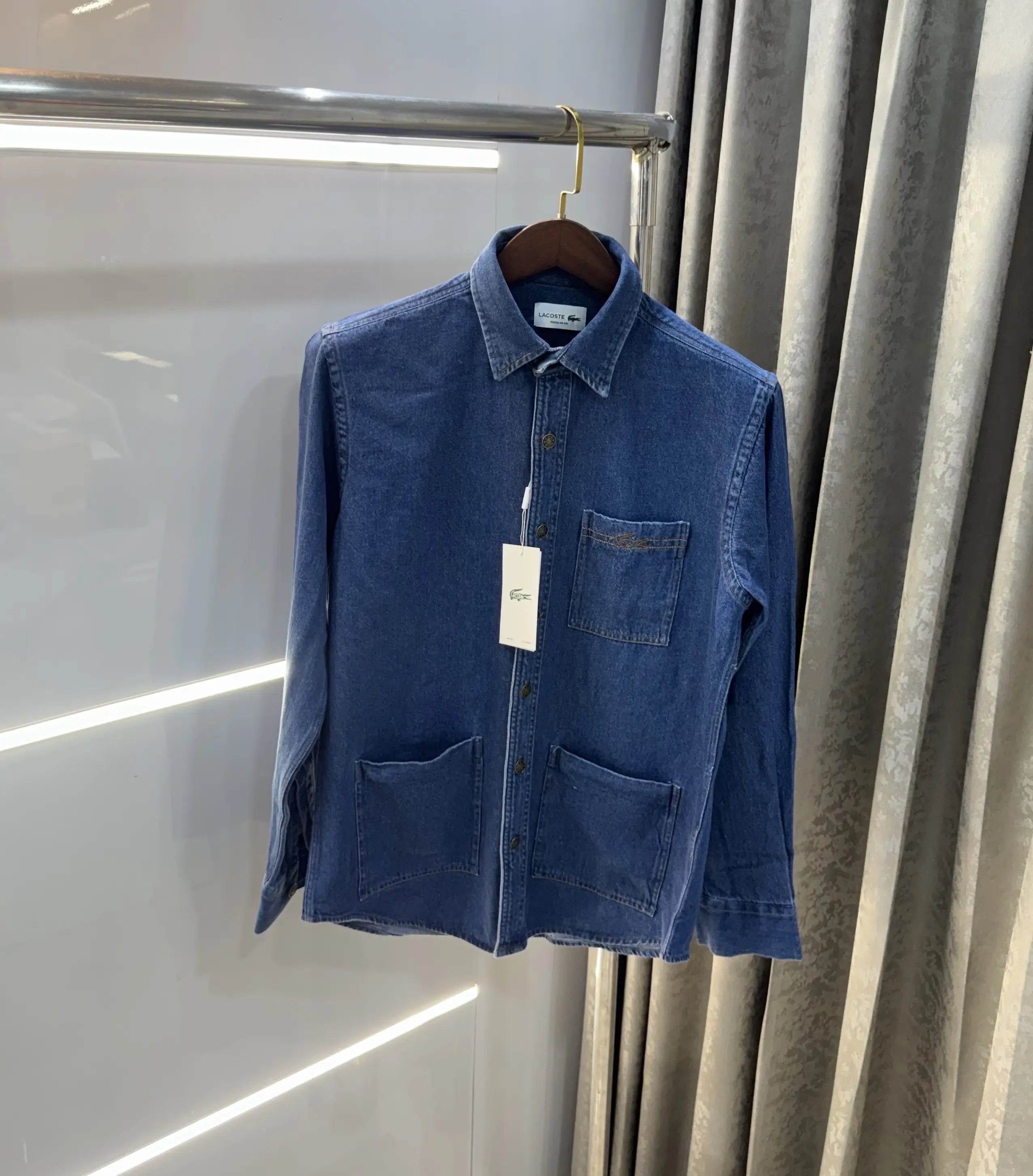 Lacost e Dark Blue 2  Embroidery Logo Premium Denim Shirt Secondary image