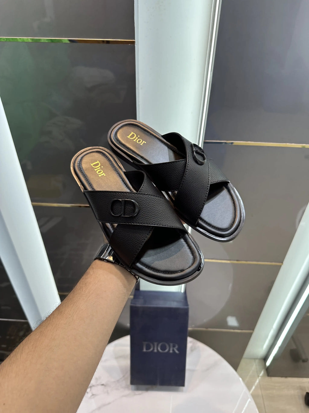 Dior_Cross CD Black Slide For Men