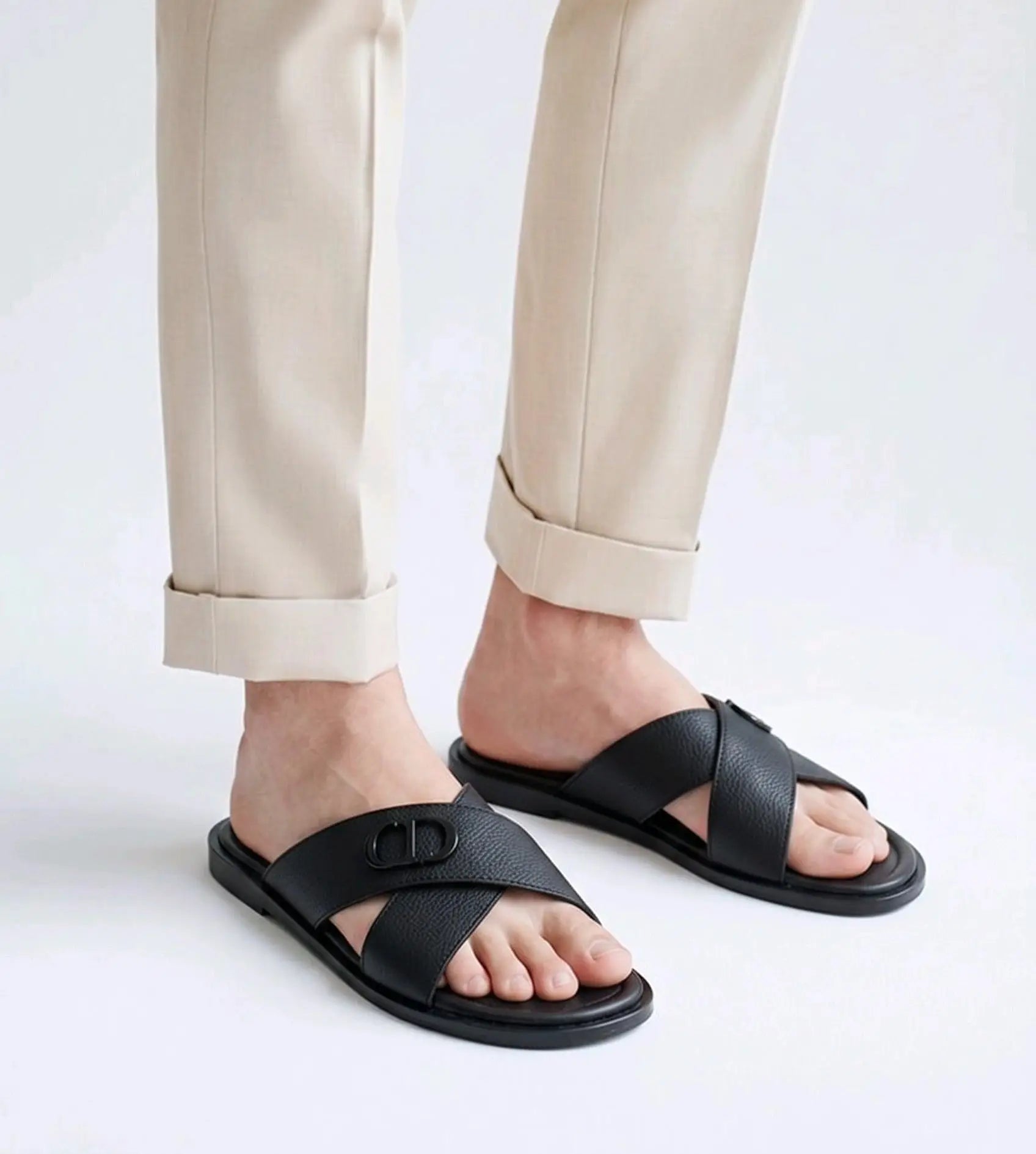 Dior_Cross CD Black Slide For Men